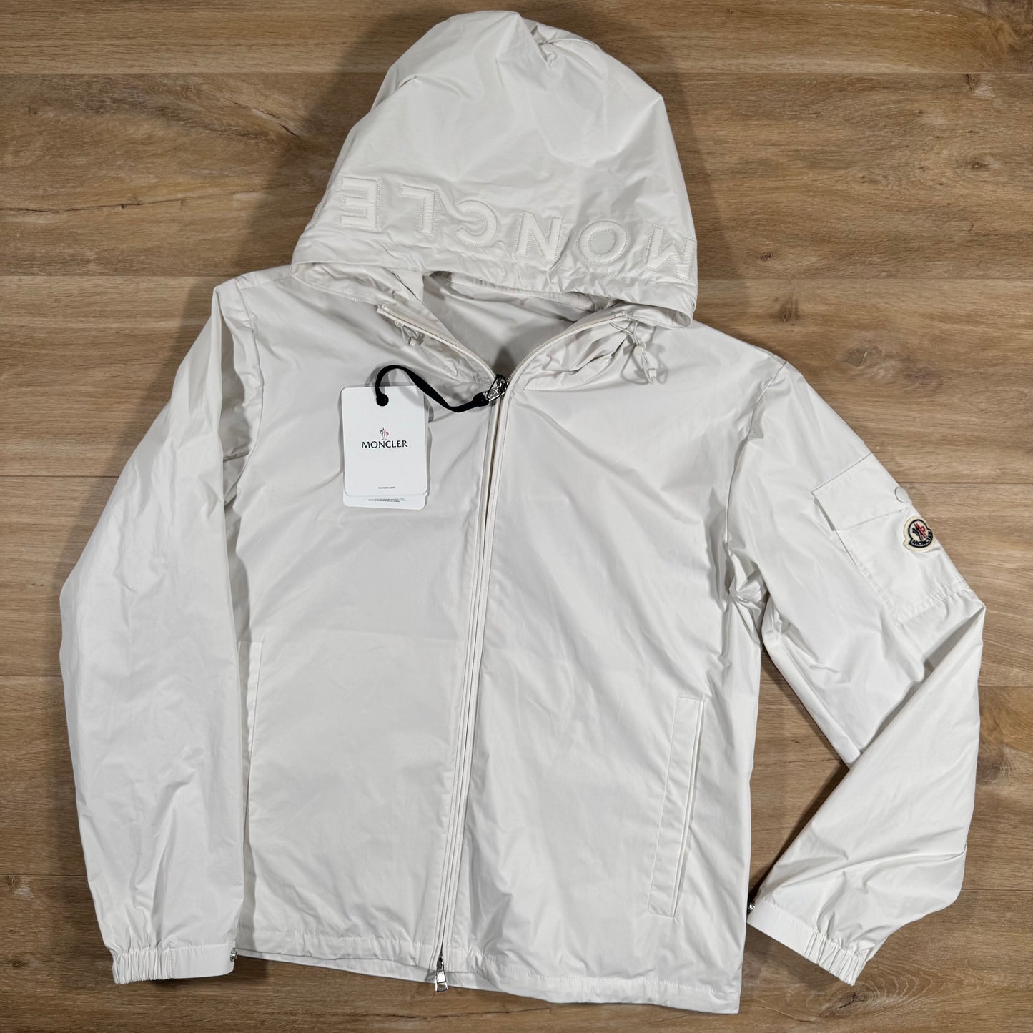 Moncler Sassiere Hooded Nylon Jacket in White