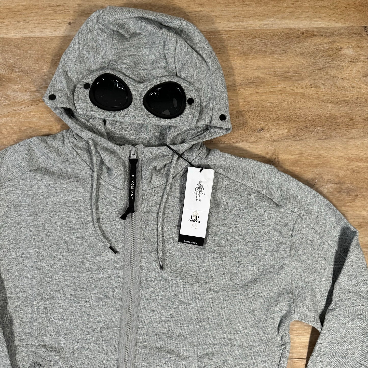 C.P. Company Diagonal Raised Zipped Goggle Hoodie in Grey