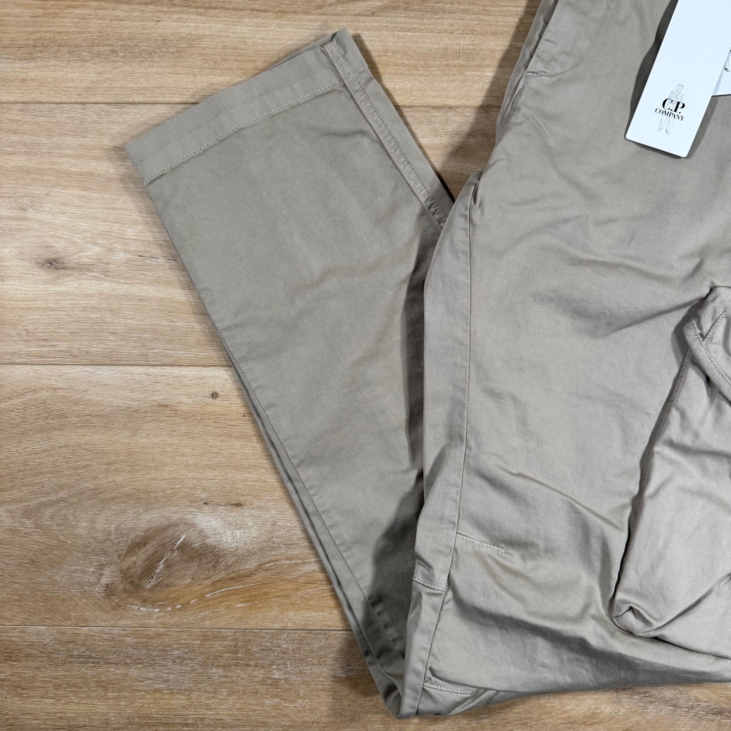 C.P. Company Stretch Sateen Utility Cargo Lens Pants in Vintage Khaki