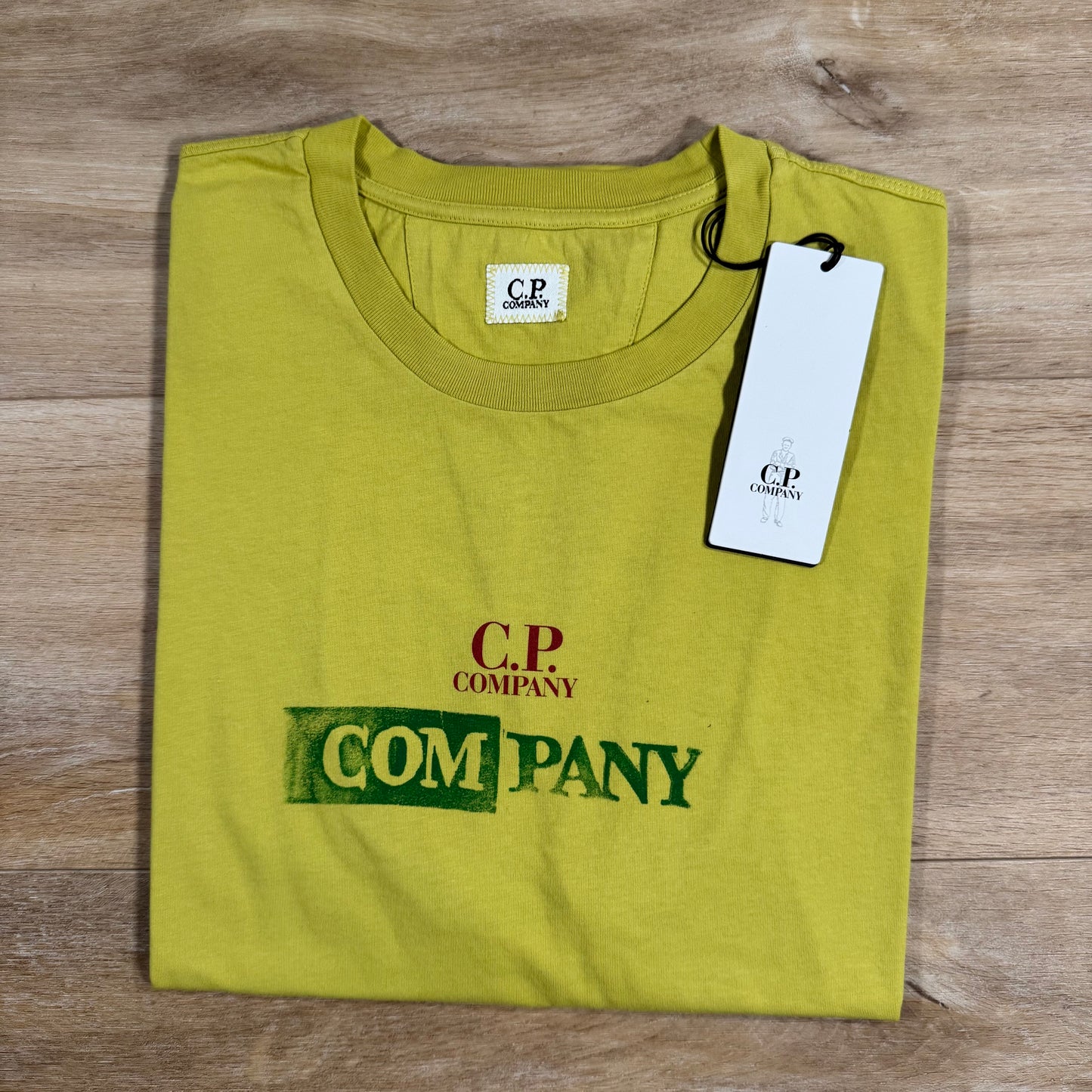 C.P. Company 24/1 Jersey Logo T-Shirt in Cress Green - Yellow