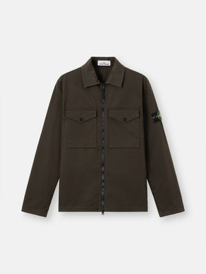 Stone Island Stretch Organic Cotton Satin Overshirt in Coal Grey