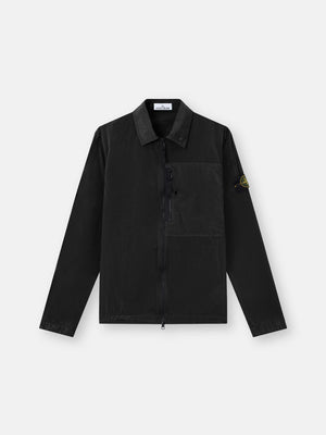 Stone Island Nylon Metal Chest Pocket Overshirt in Black