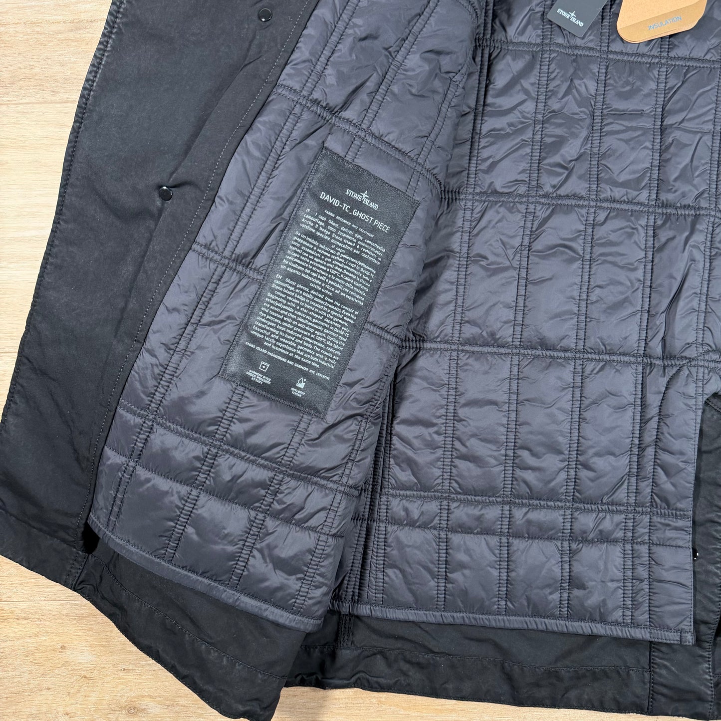 Stone Island Ghost David-TC Padded Pea Coat in Black