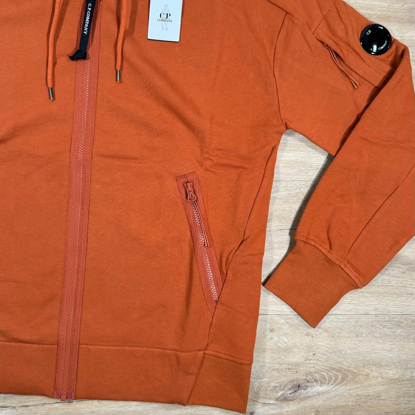 C.P. Company Diagonal Raised Zipped Lens Hoodie in Bombay Brown