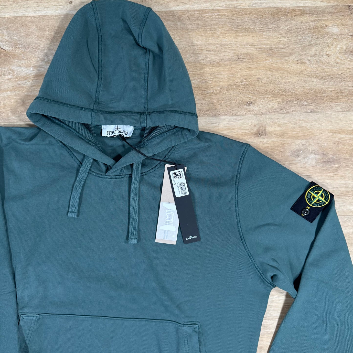 Stone Island Organic Cotton Fleece Pullover Hoodie in Bottle Green