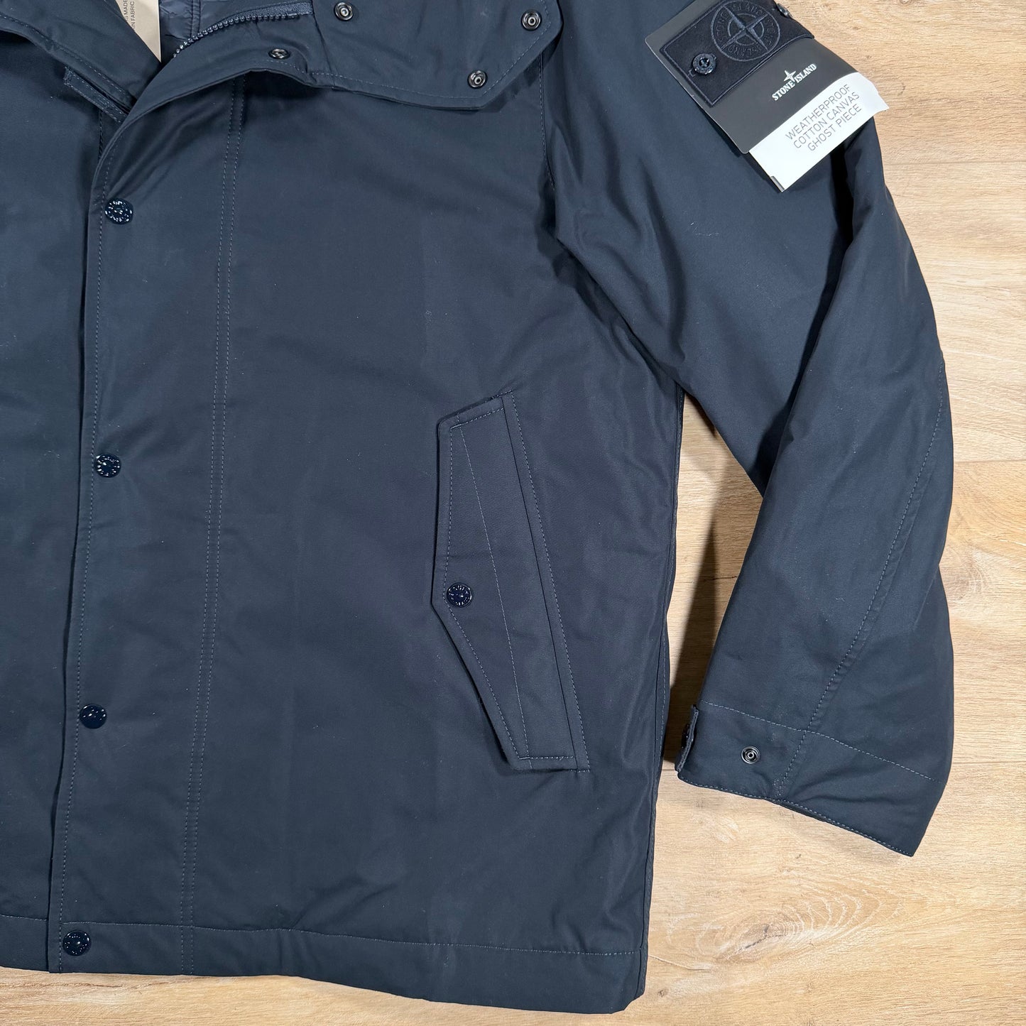 Stone Island Ghost Weatherproof Cotton Canvas Parka in Navy