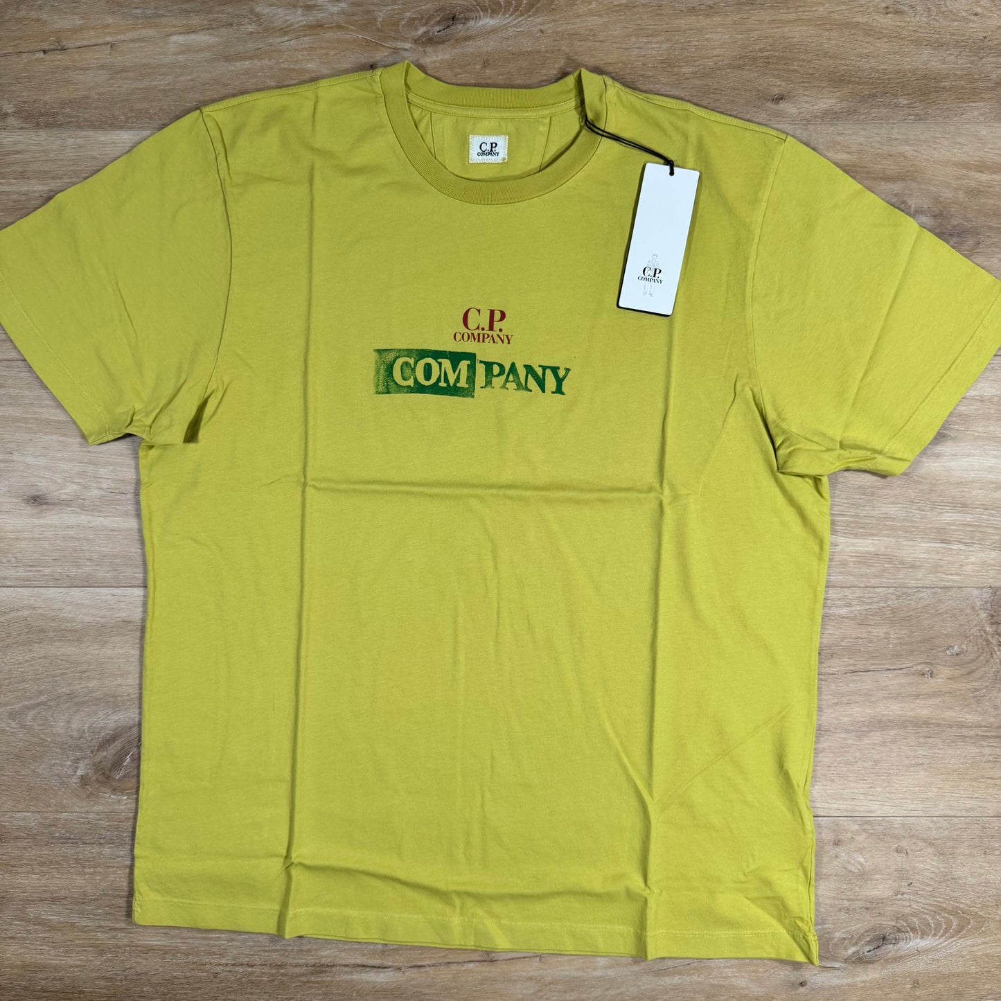C.P. Company 24/1 Jersey Logo T-Shirt in Cress Green - Yellow
