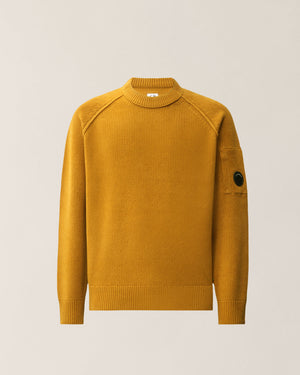 C.P. Company Chenille Cotton Lens Crewneck Sweater in Buck Thorn Brown