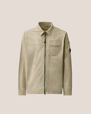 C.P. Company Organic Gabardine Lens Overshirt in Fallen Rock - Beige