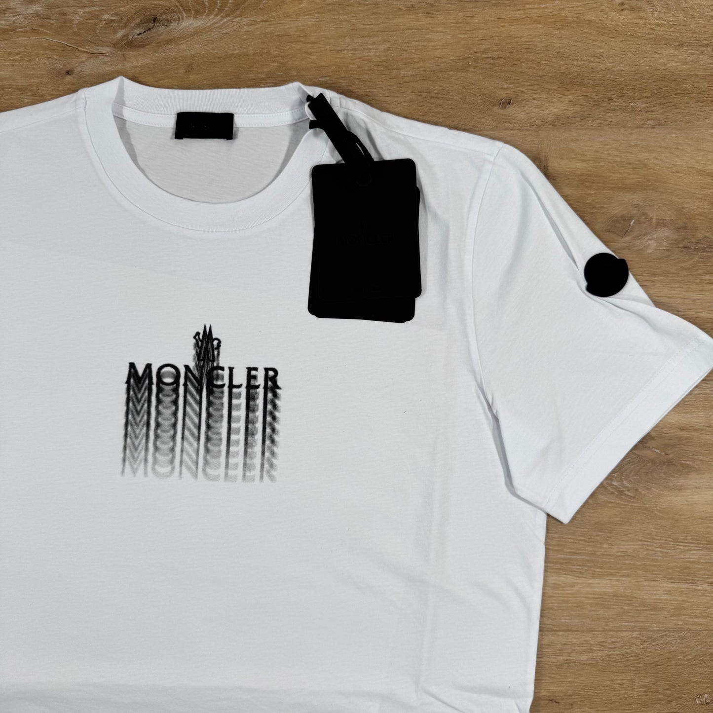Moncler Faded Logo Cotton T-Shirt in White