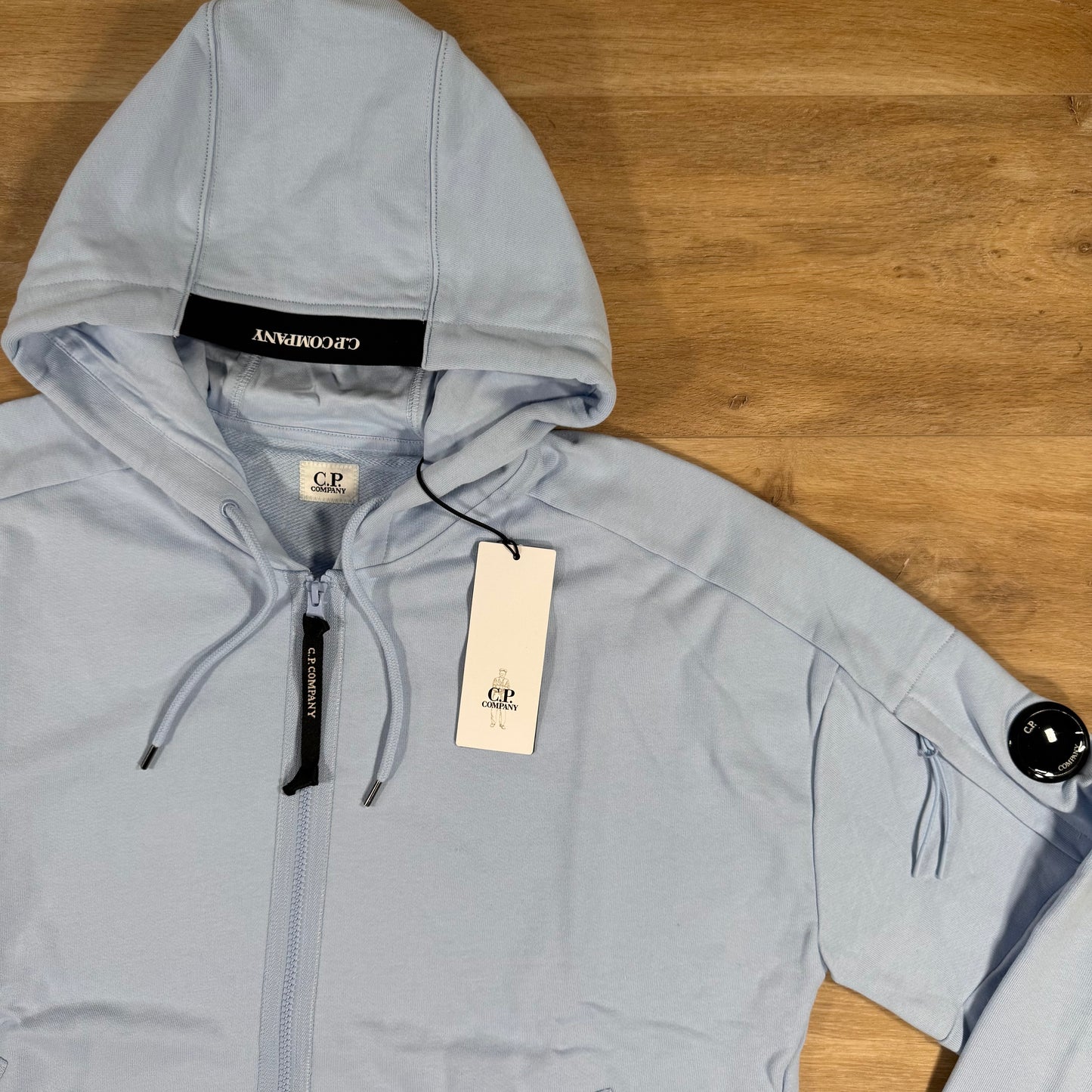 C.P. Company Diagonal Raised Zipped Lens Hoodie in Cerulean - Light Blue