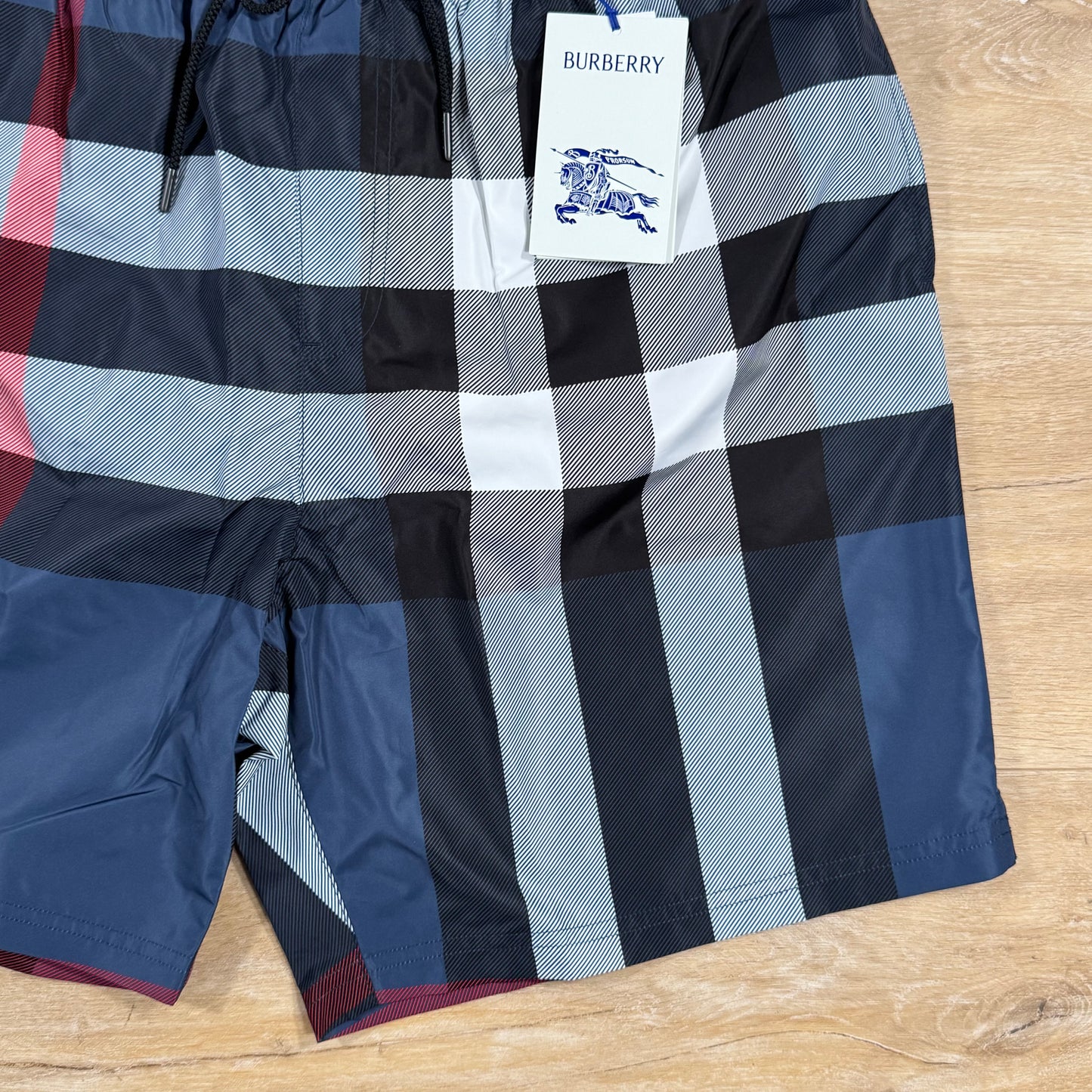 Burberry Guildes Check Swim Shorts in Carbon Blue