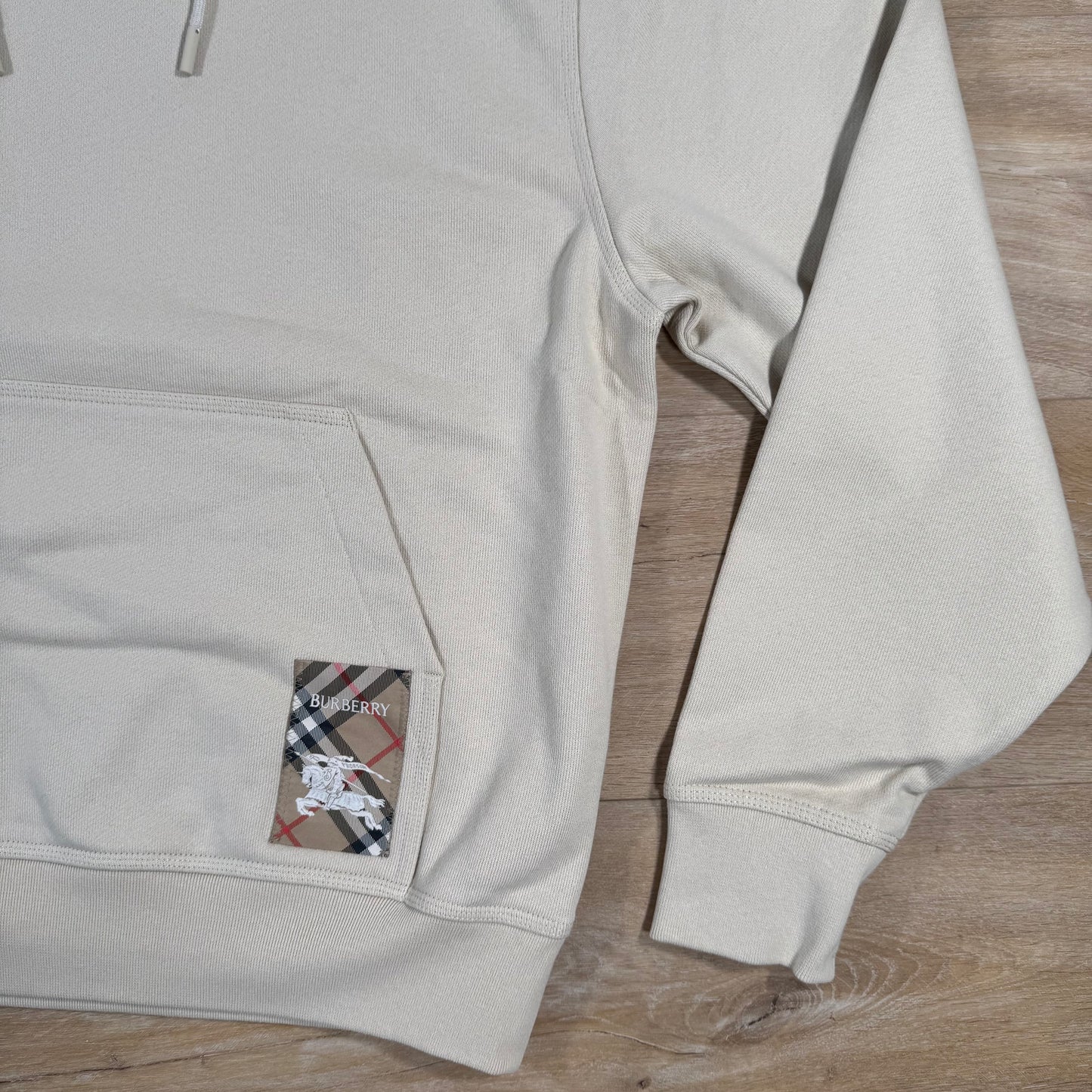 Burberry Check Label Cotton Hoodie in Nutmeg