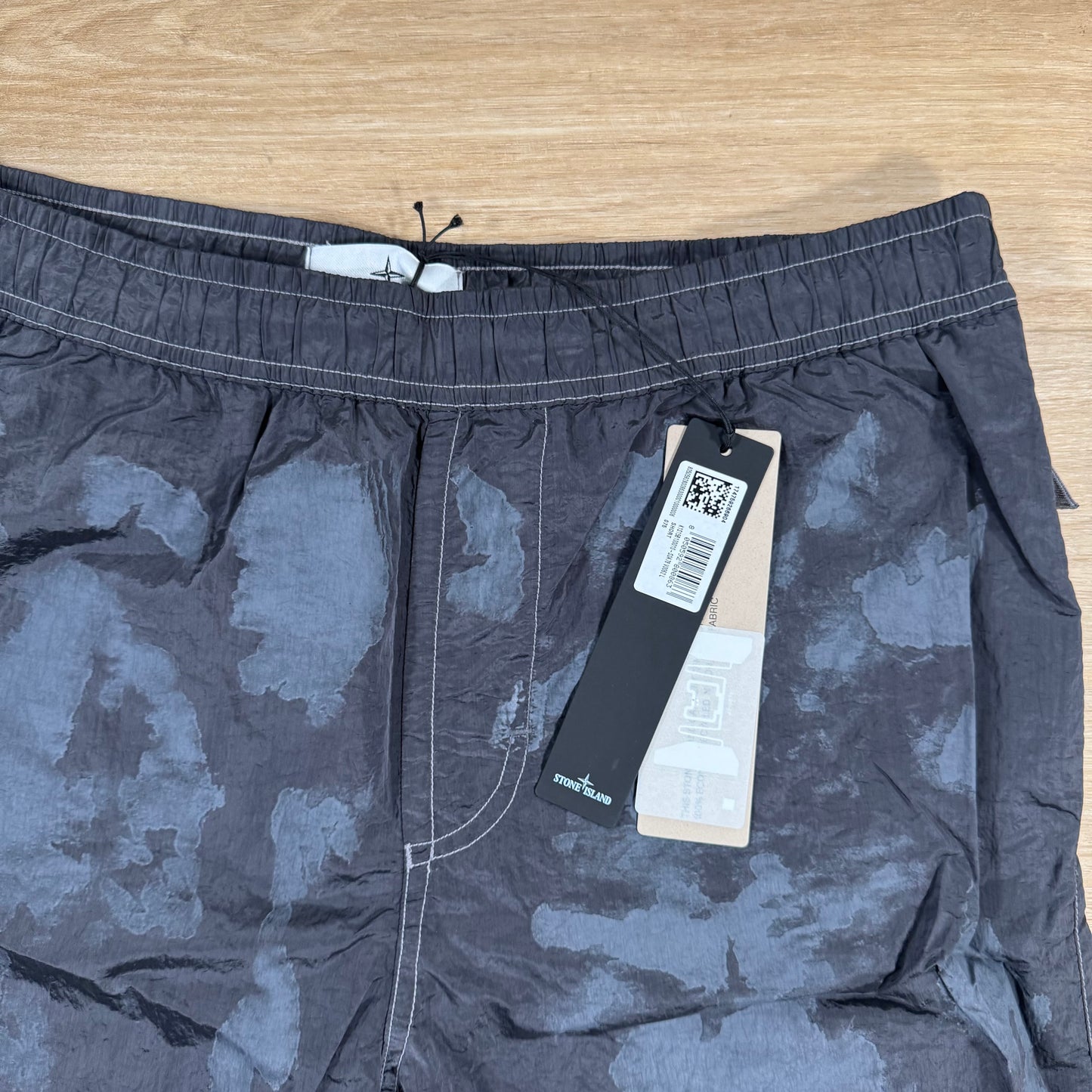 Stone Island Nylon Metal Swim Shorts in Lead Grey with Hand Printed Camo