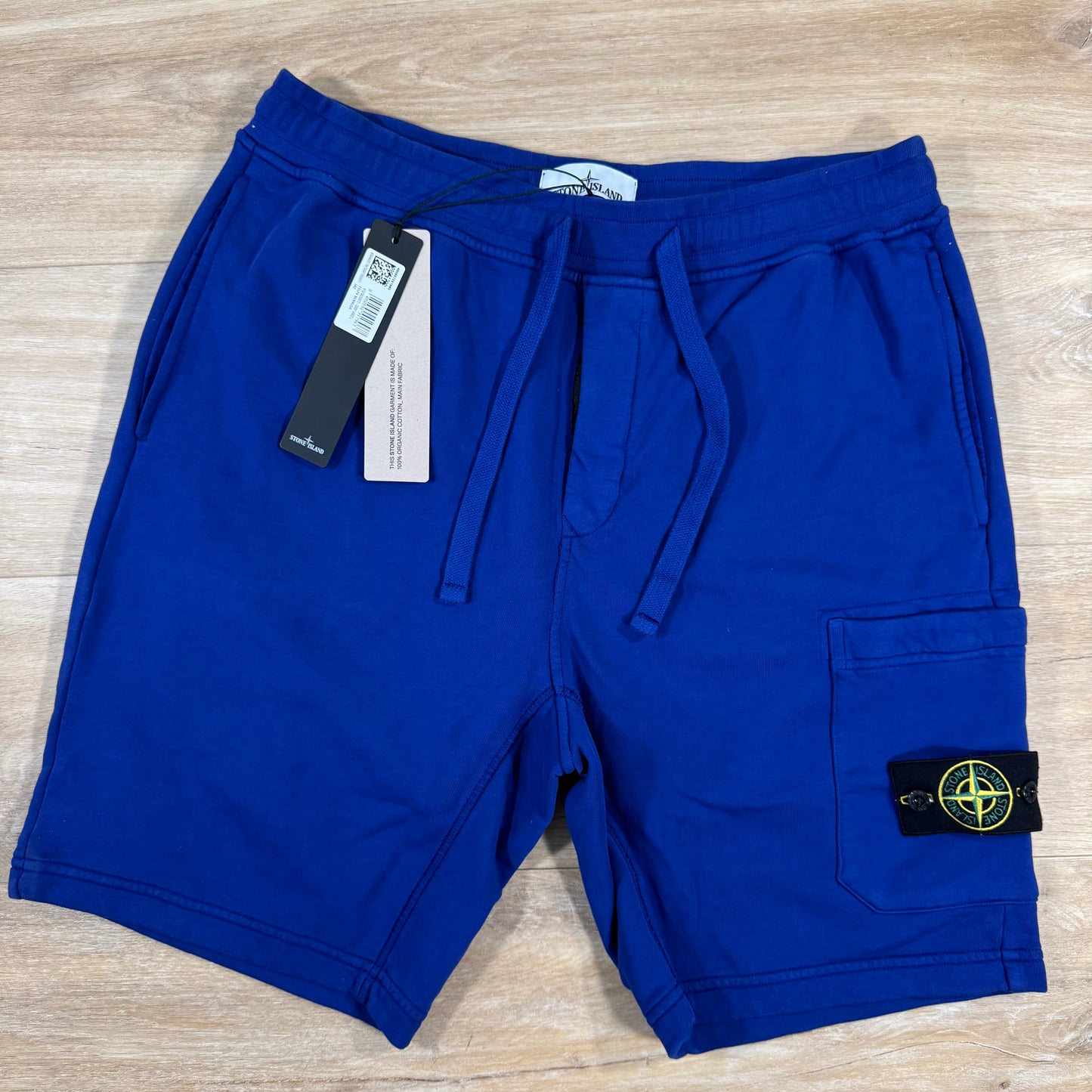 Stone Island Organic Cotton Fleece Shorts in Bright Blue