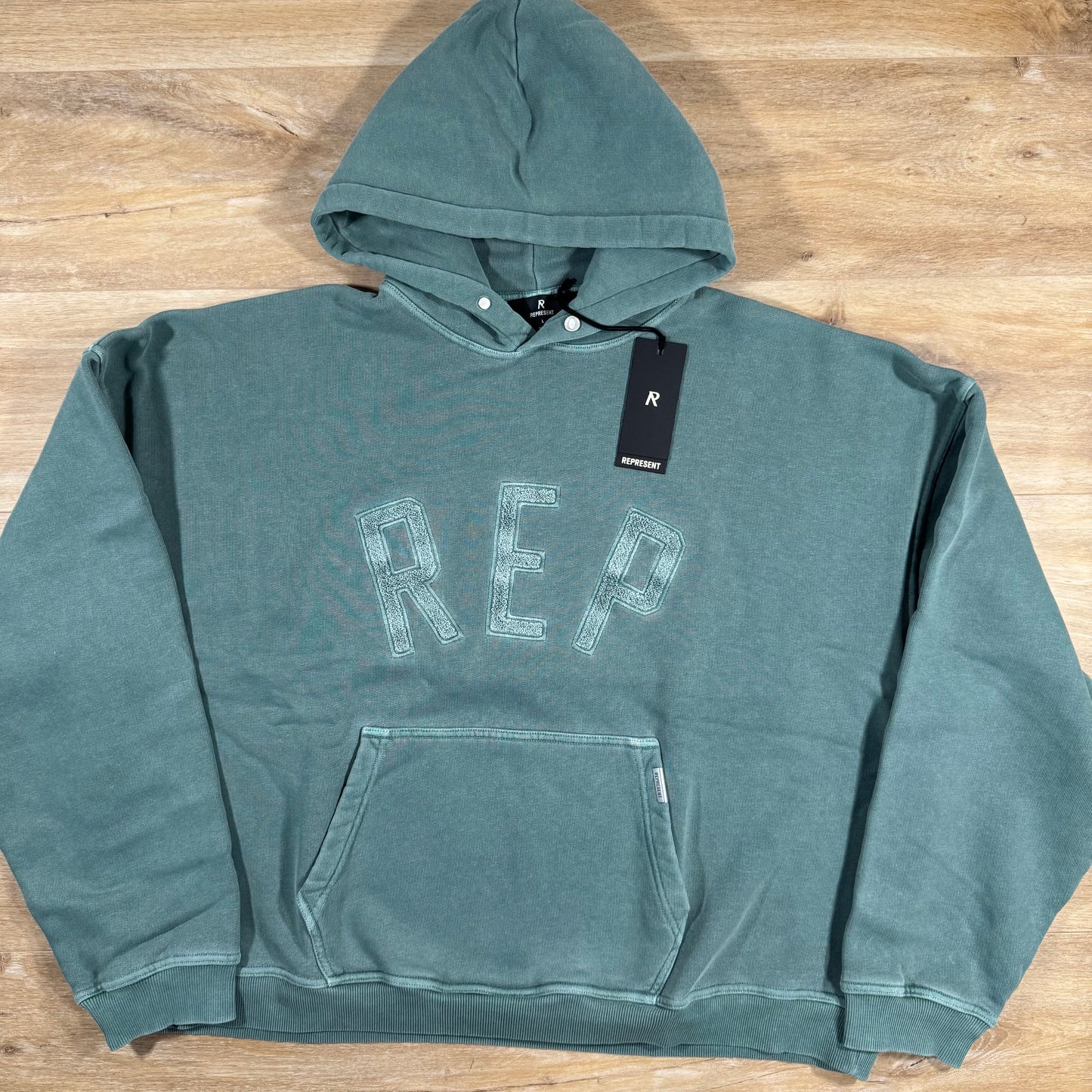 Represent Rep Applique Hoodie in Forest Green