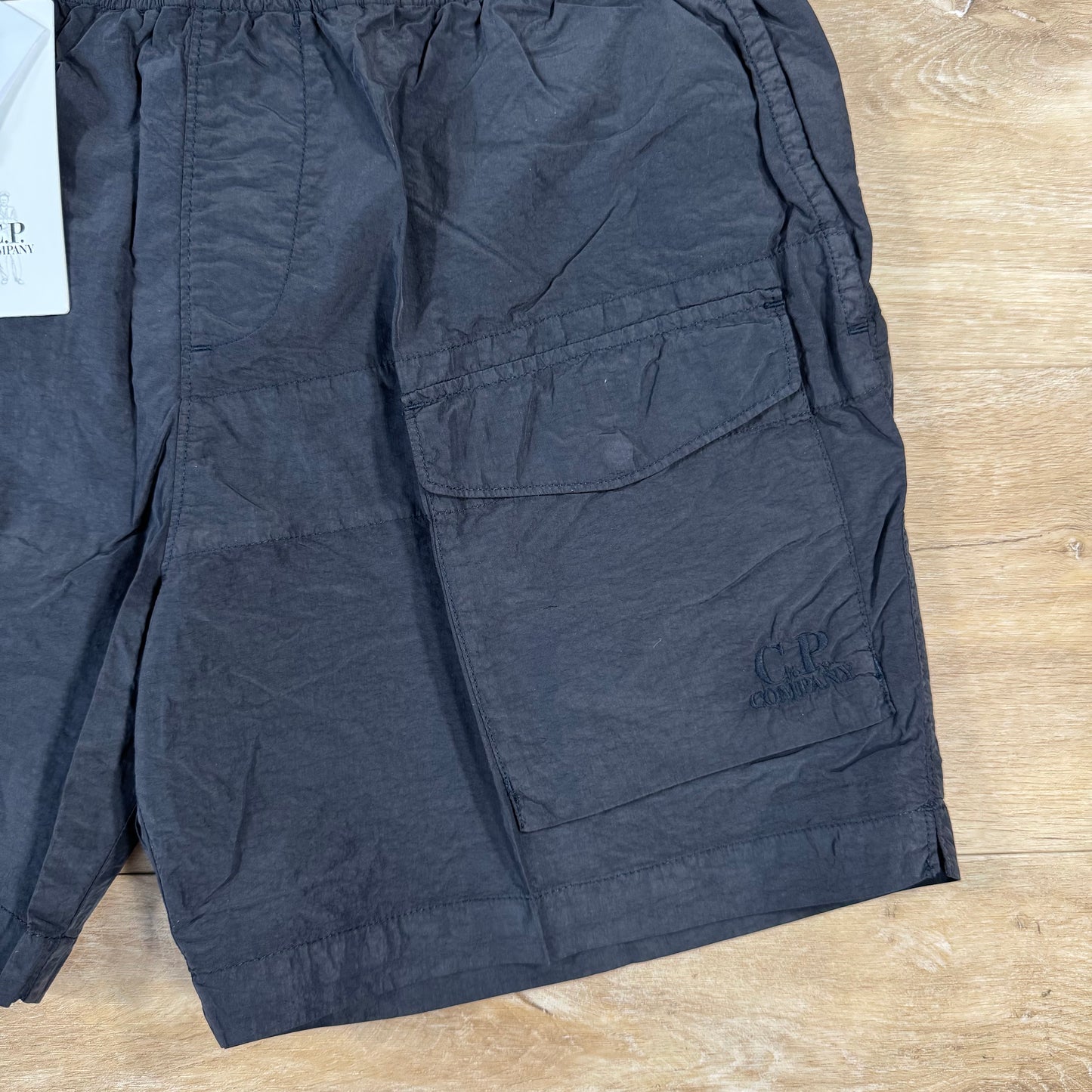 C.P. Company Flatt Nylon Logo Swim Shorts in Navy