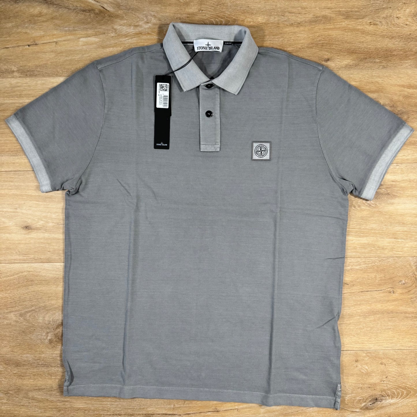 Stone Island Organic Cotton Overdye Polo Shirt in Pearl Grey