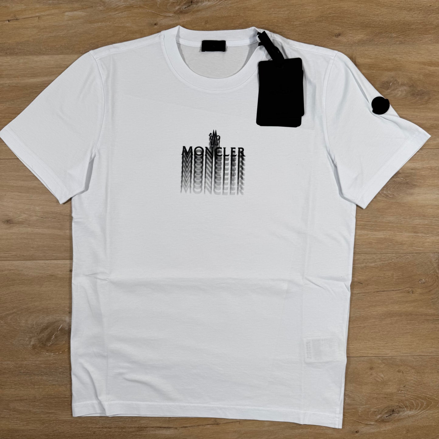 Moncler Faded Logo Cotton T-Shirt in White