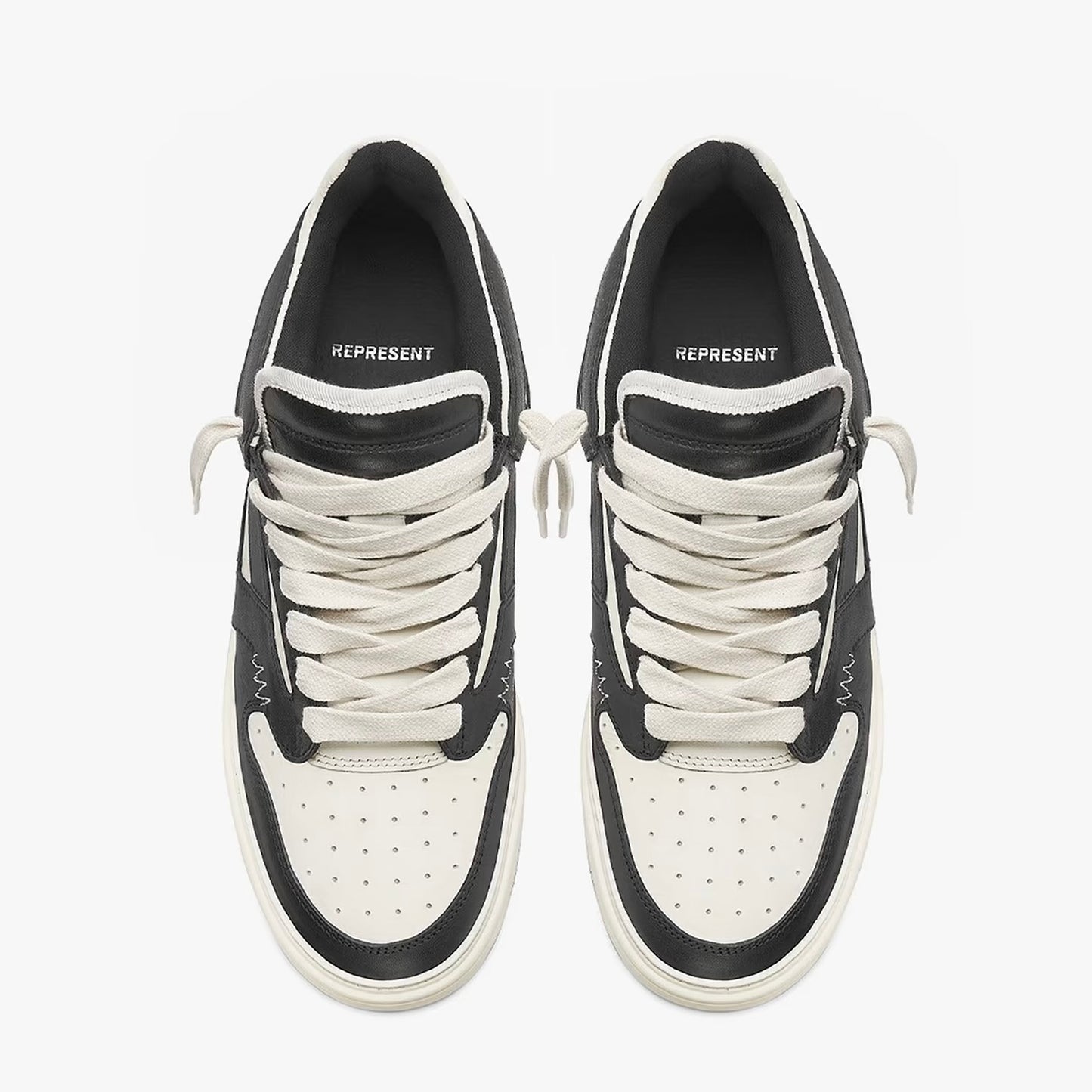 Represent Reptor Low Sneaker in Black / Vintage White
