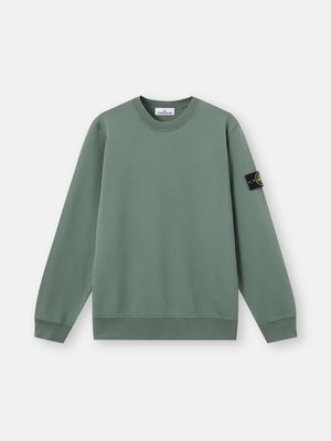 Stone Island Organic Cotton Fleece Crewneck Sweatshirt in Ocean Green