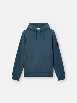 Stone Island Organic Cotton Fleece Pullover Hoodie in Slate Blue