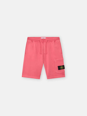 Stone Island Organic Cotton Fleece Jogger Shorts in Geranium
