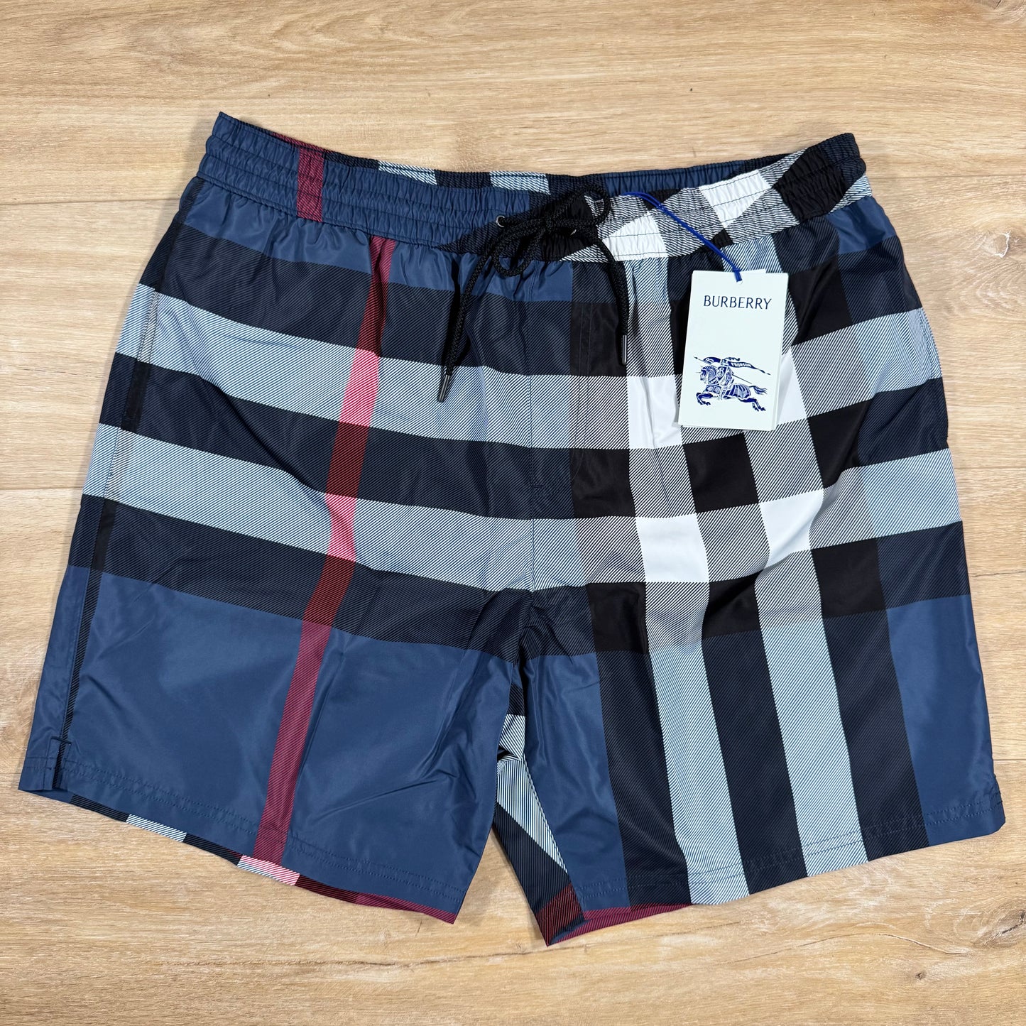 Burberry Guildes Check Swim Shorts in Carbon Blue