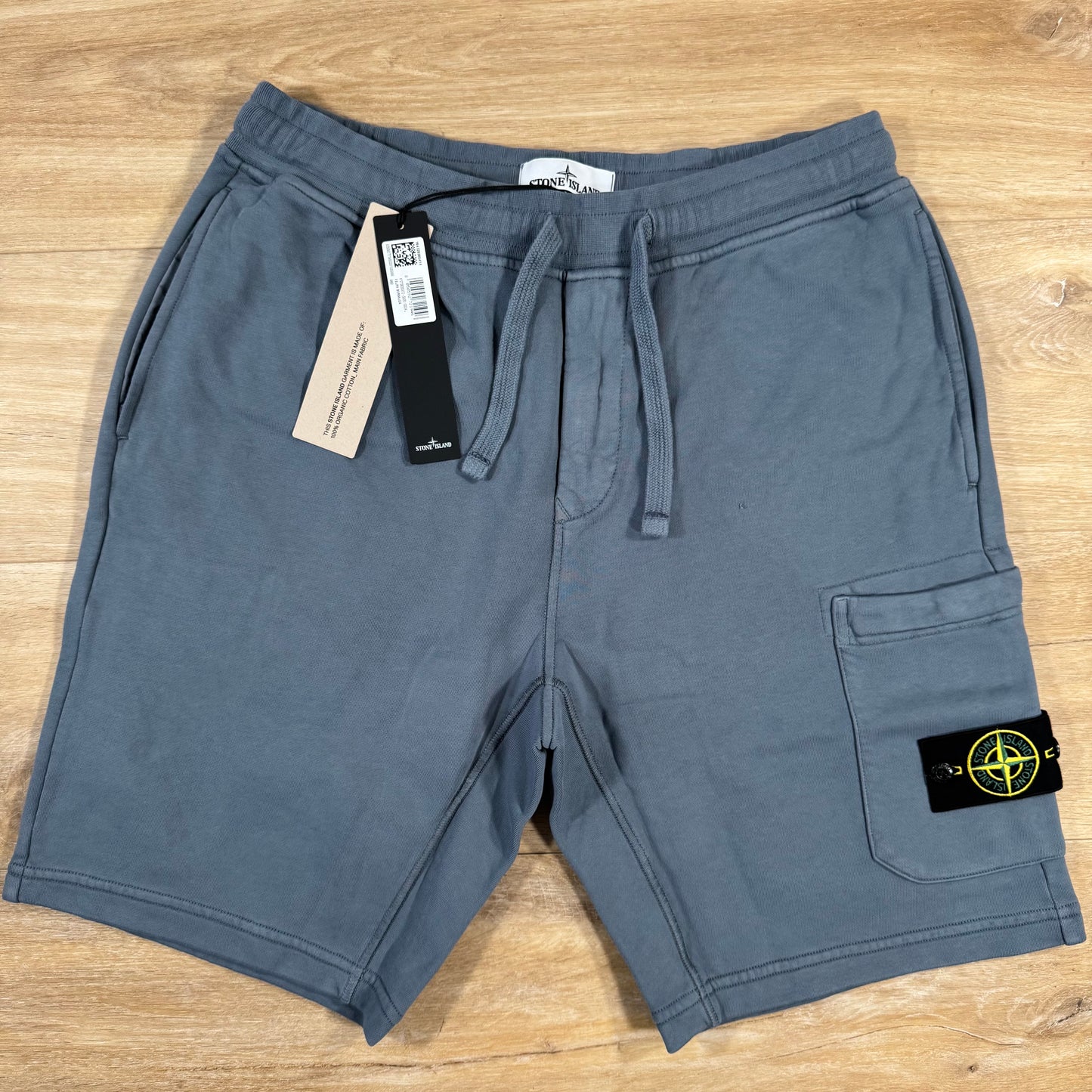 Stone Island Organic Cotton Fleece Shorts in Avio Blue