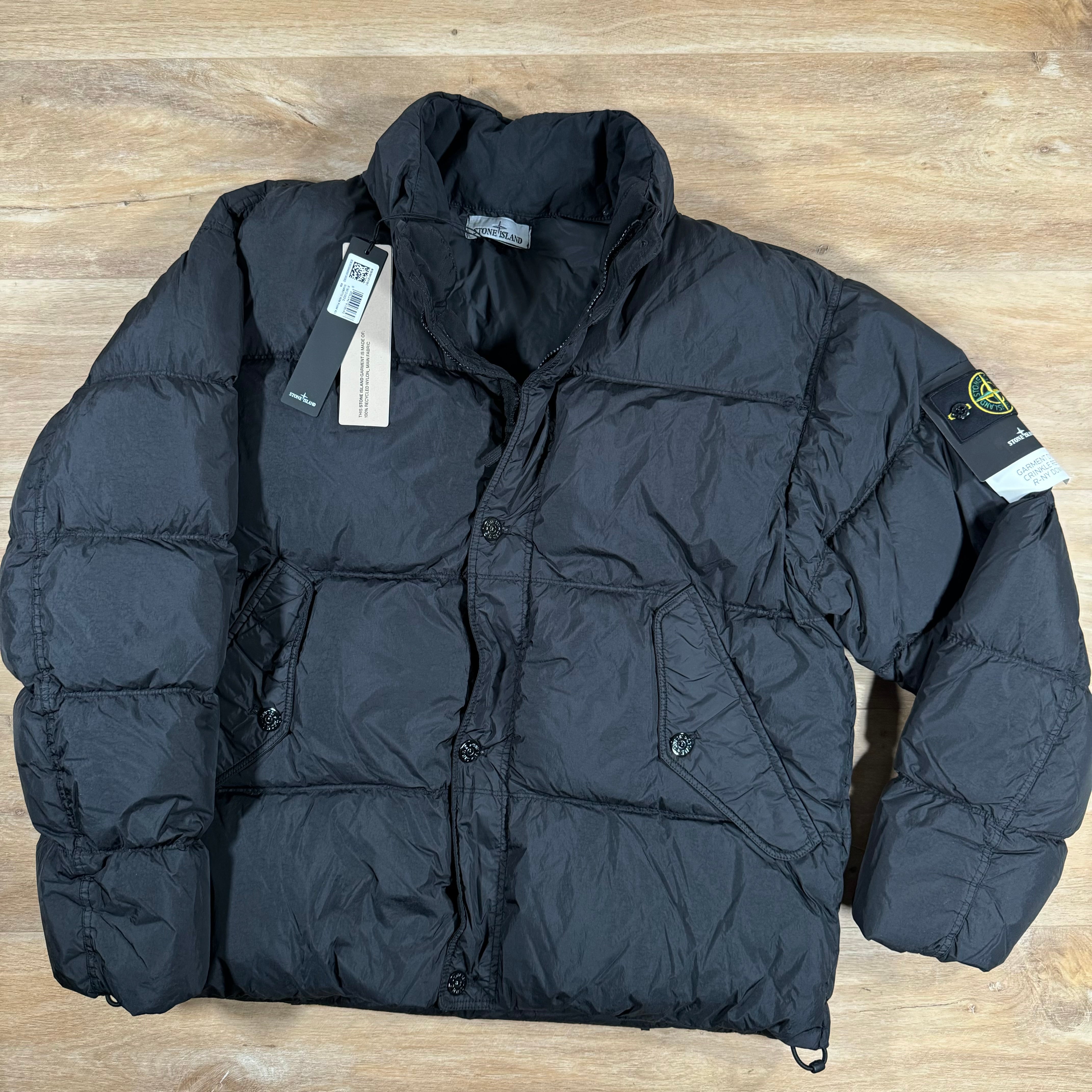 Stone Island Crinkle Reps NY Down Jacket in Black LABEL MENSWEAR