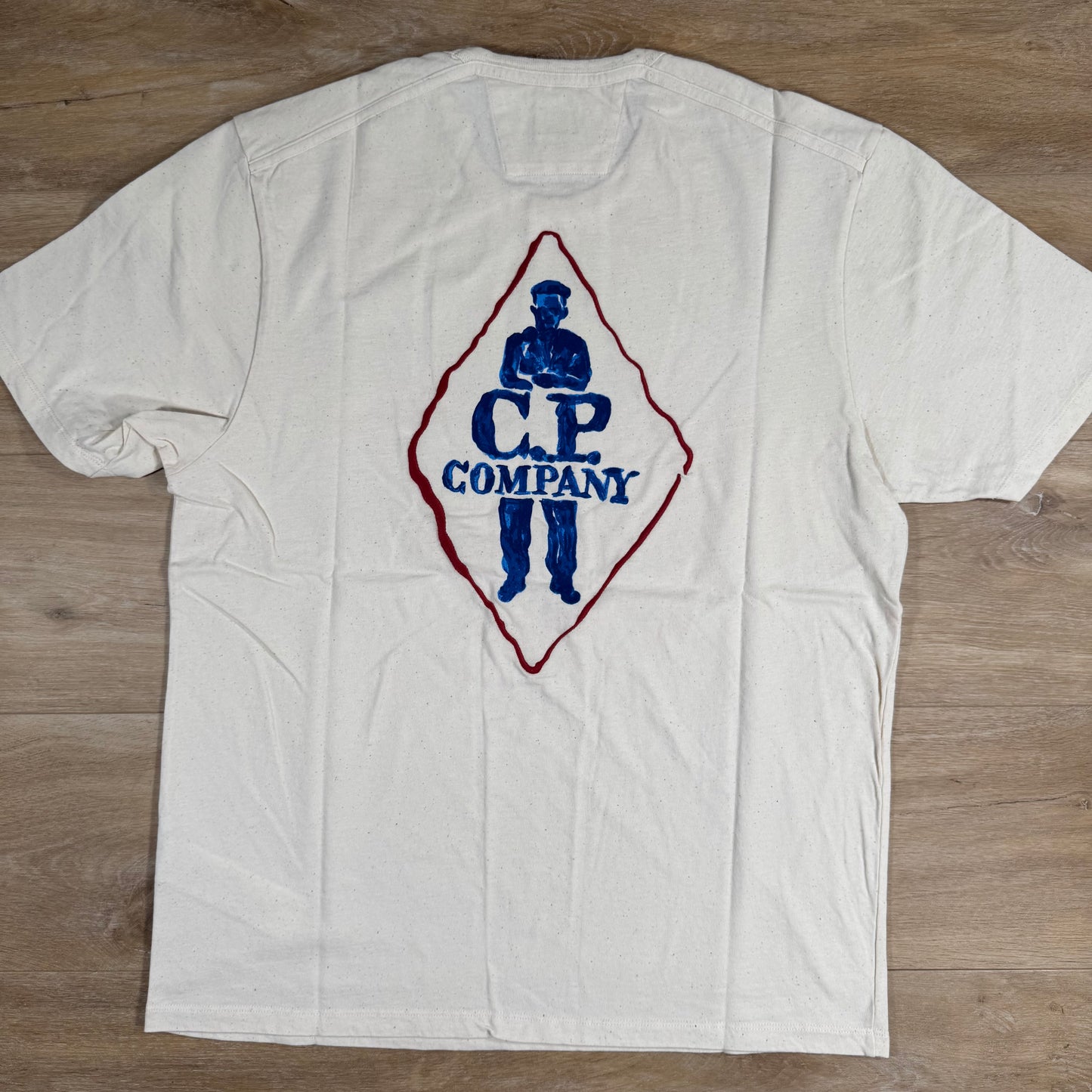 C.P. Company Natural Jersey Logo T-Shirt in Pistachio Shell - Beige