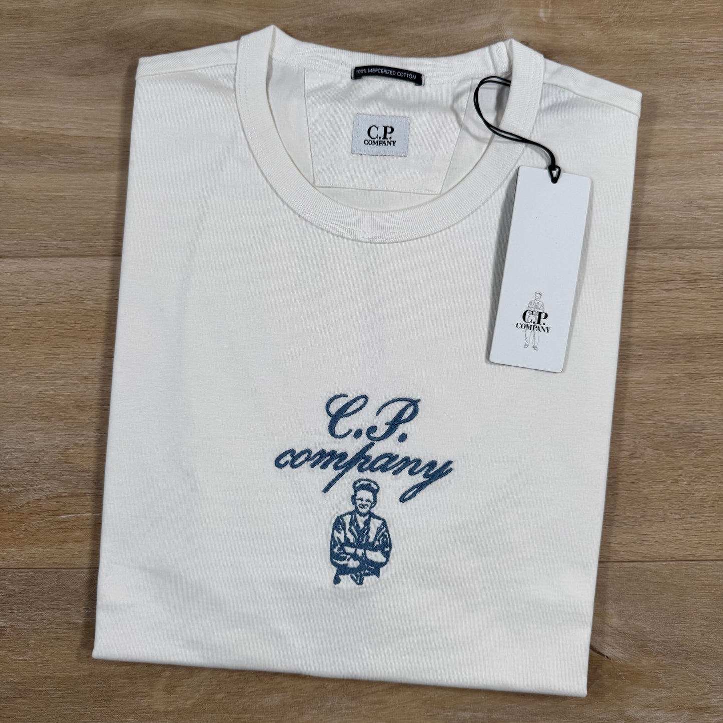 C.P. Company 30/2 Twisted Embroidery T-Shirt in White