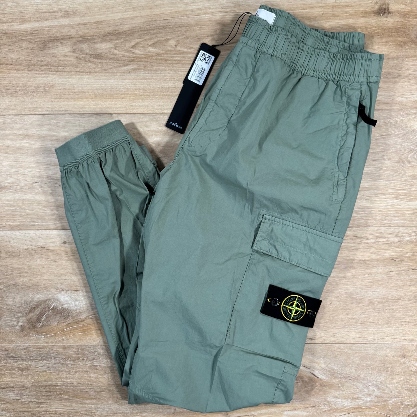 Stone Island Stretch Cotton Tela Cargo Pants in Sage Green