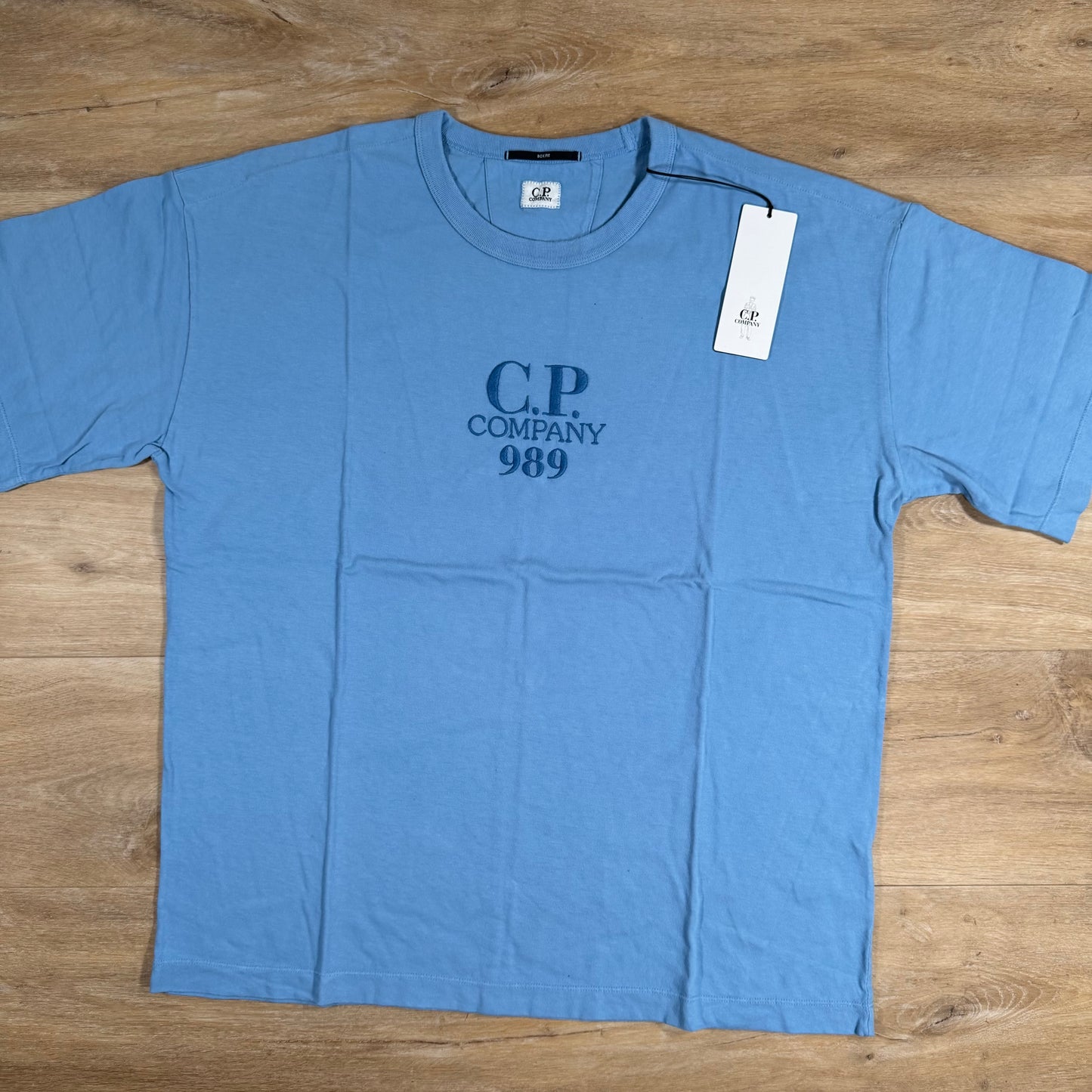 C.P. Company 20/1 Jersey Boxy Logo T-Shirt in Pacific Coast - Light Blue