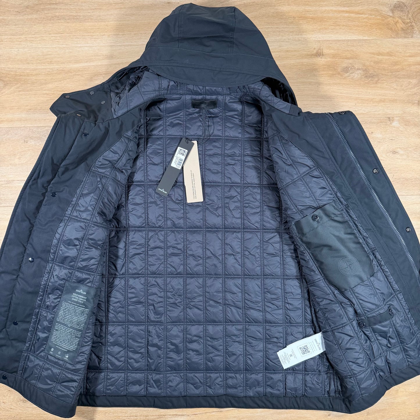 Stone Island Ghost Weatherproof Cotton Canvas Parka in Navy