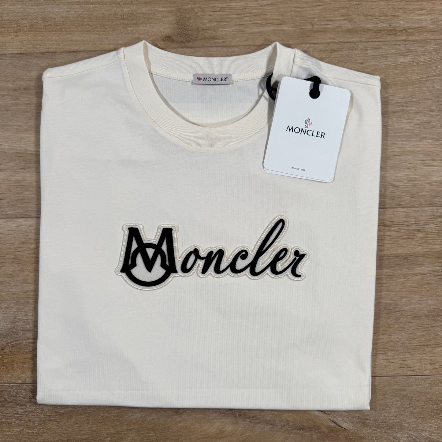 Moncler Embroidered Varsity Logo T-Shirt in White