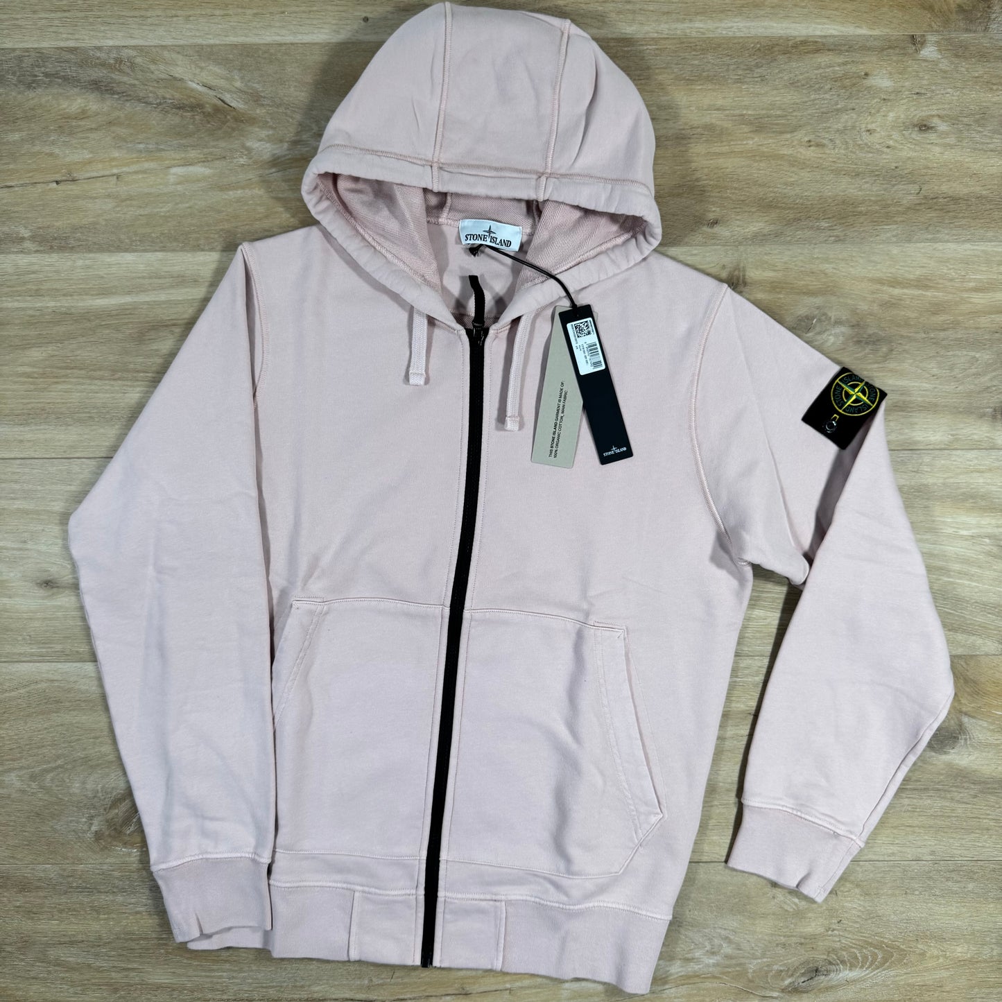 Stone Island Organic Cotton Fleece Zip Hoodie in Antique Rose