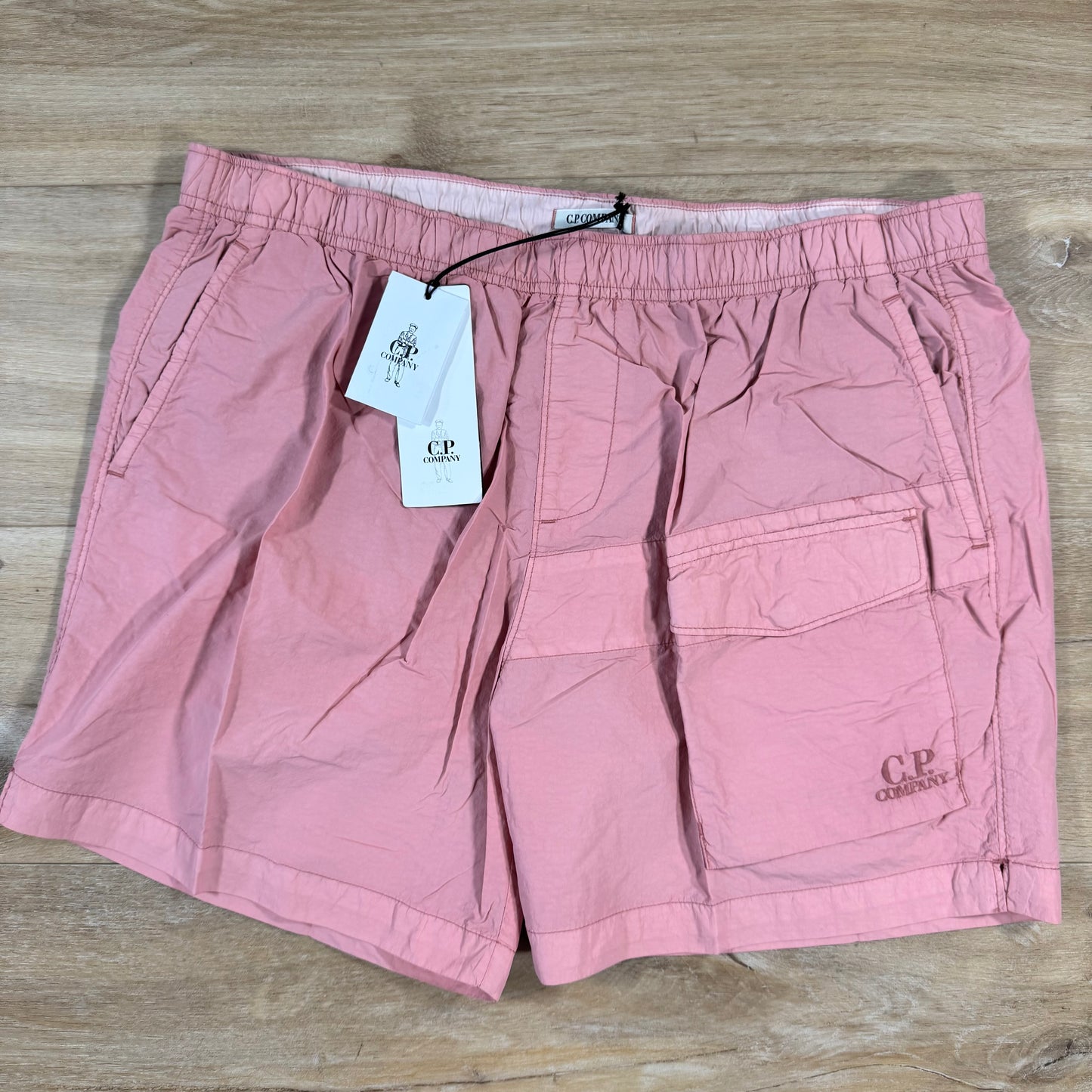 C.P. Company Flatt Nylon Logo Swim Shorts in Misty Rose - Pink