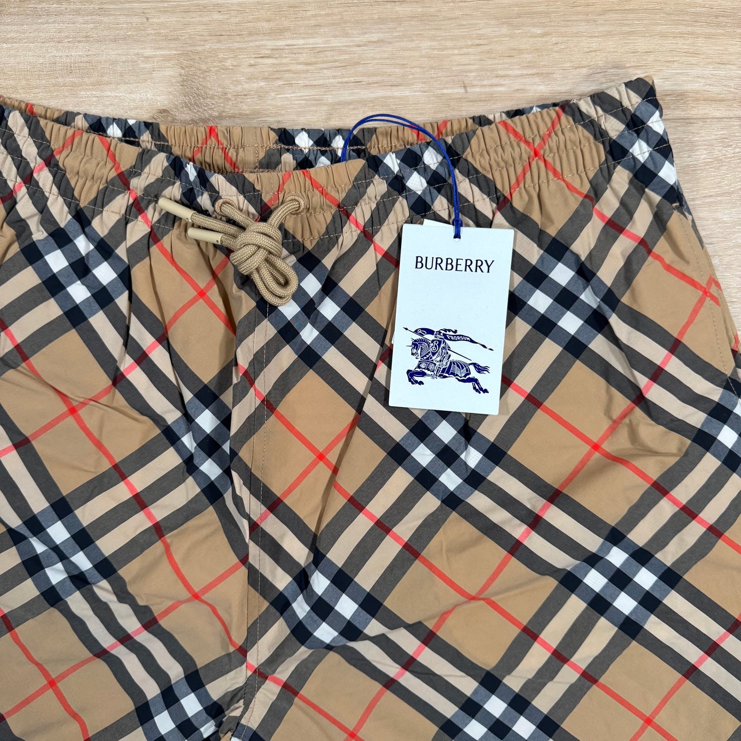 Burberry Check Swim Shorts in Sand