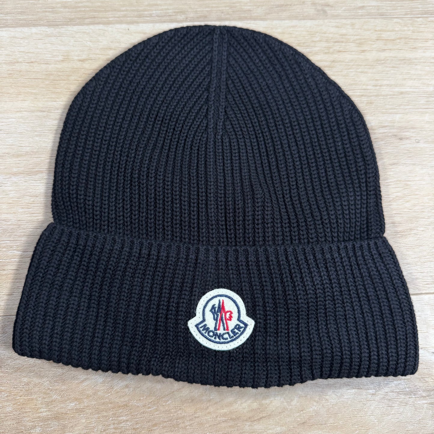 Moncler Cotton Logo Beanie in Black