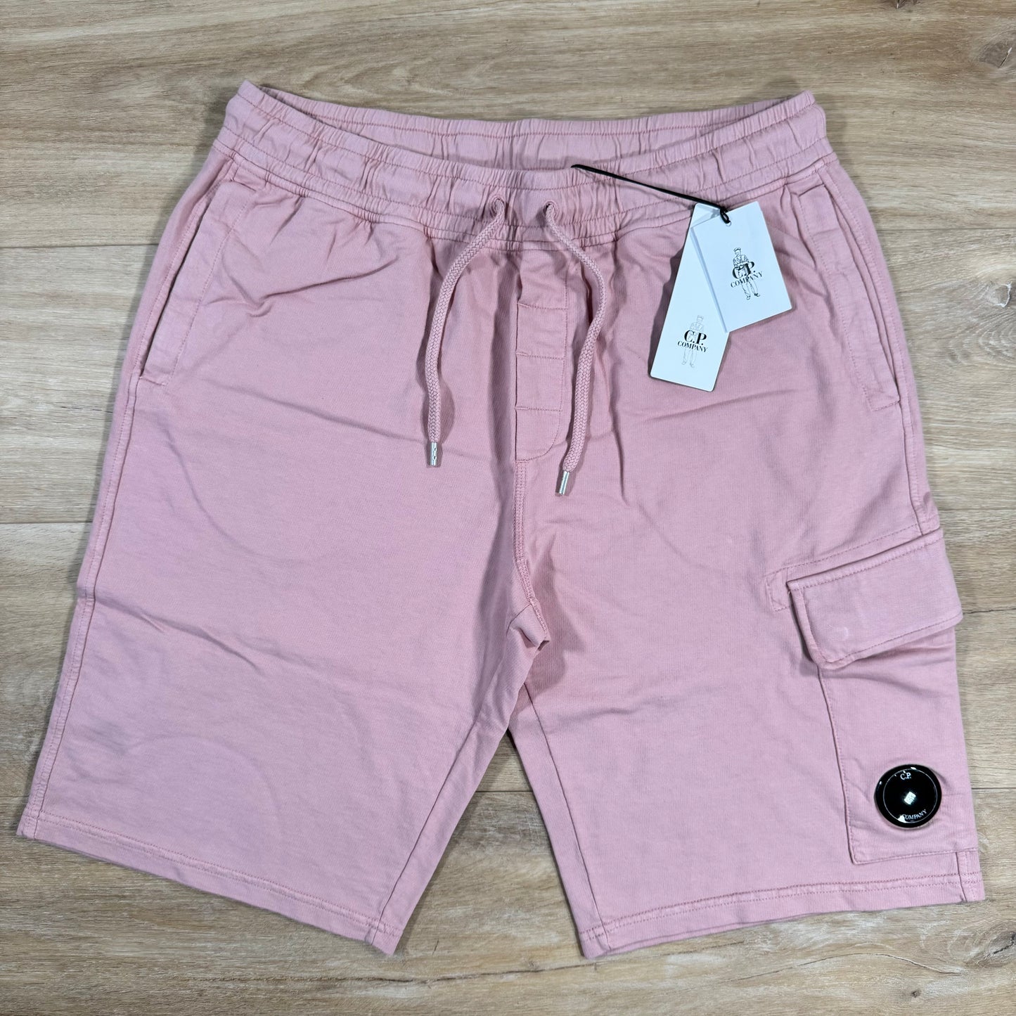 C.P. Company Light Fleece Cargo Lens Shorts in Misty Rose - Pink