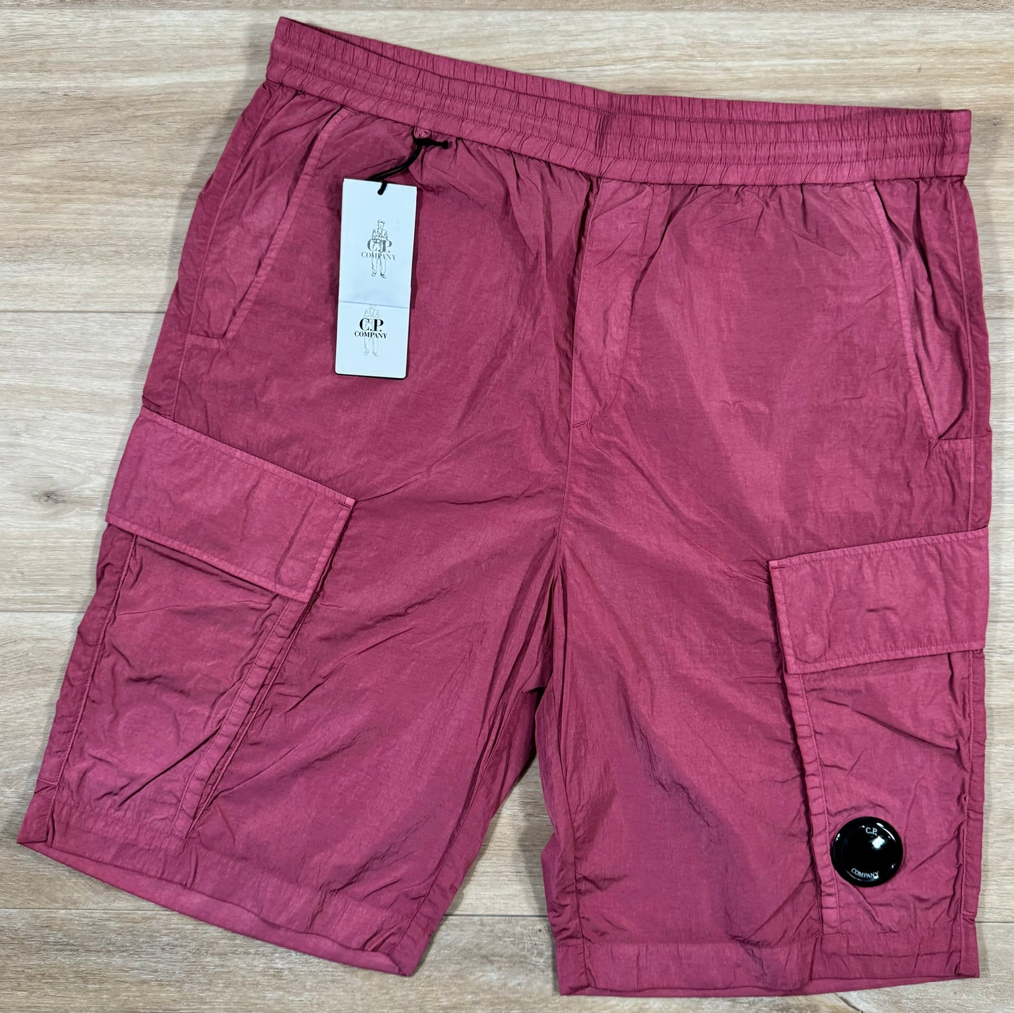 C.P. Company Chrome Cargo Bermuda Shorts in Red Bud