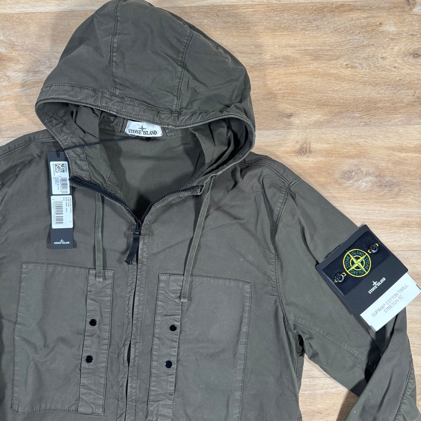 Stone Island Supima Cotton Twill Stretch-TC Jacket in Military Green