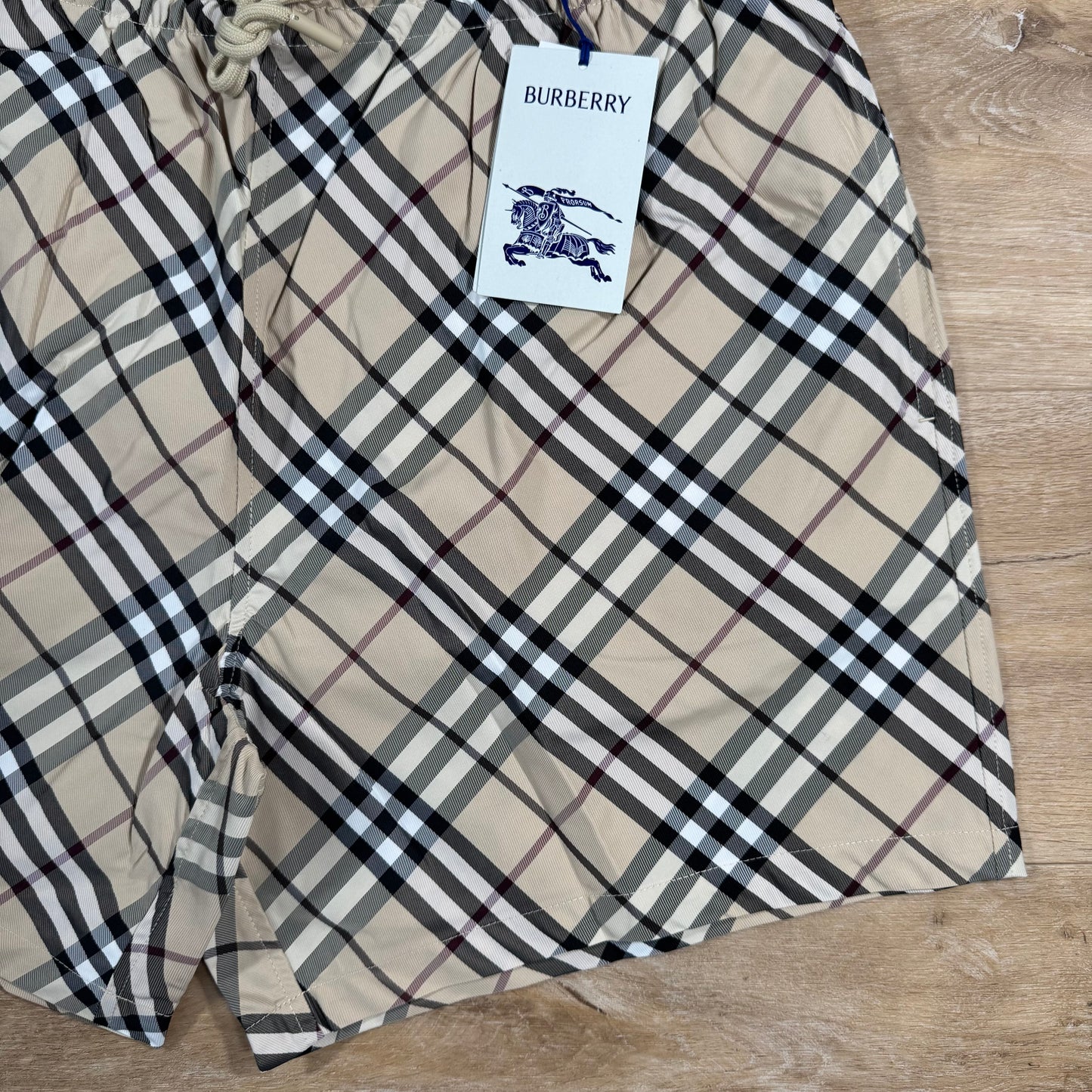 Burberry Check Swim Shorts in Alabaster