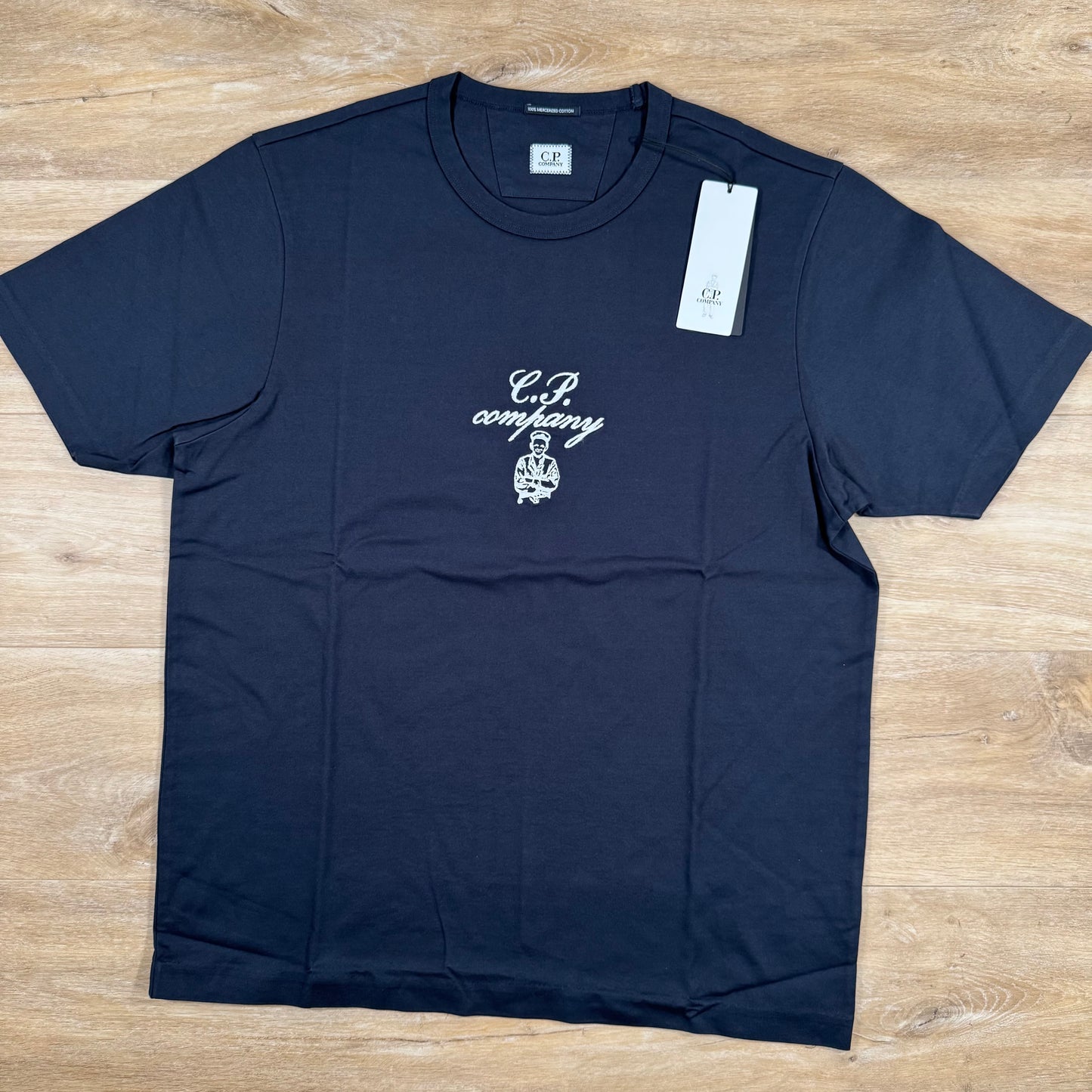 C.P. Company 30/2 Twisted Embroidery T-Shirt in Navy