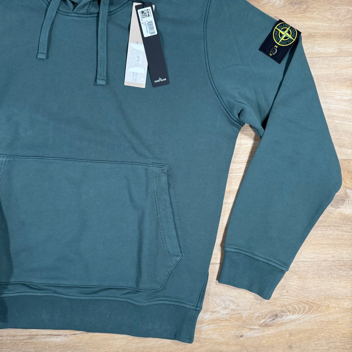 Stone Island Organic Cotton Fleece Pullover Hoodie in Bottle Green