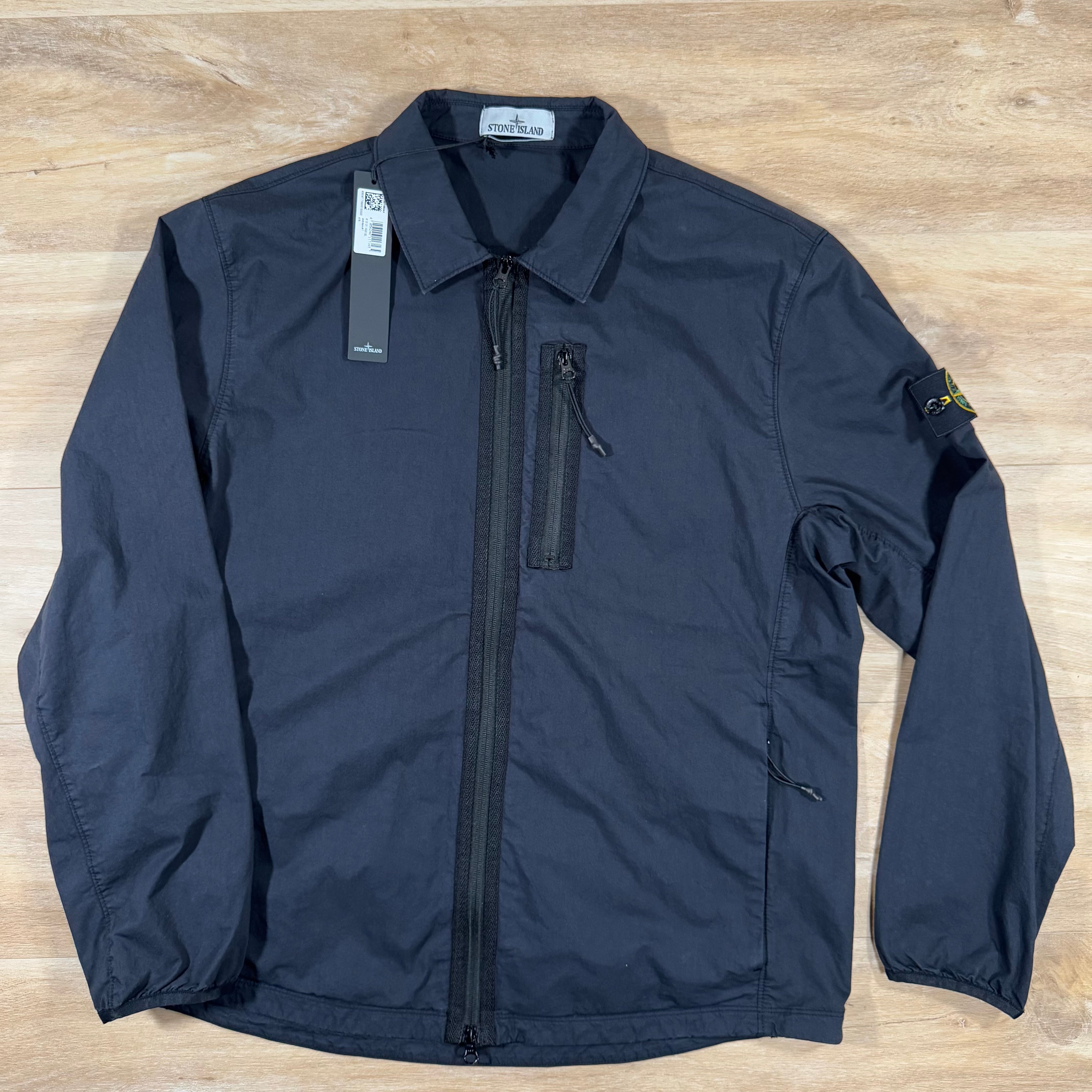 Stone Island Nylon Twill Overshirt in Navy LABEL MENSWEAR