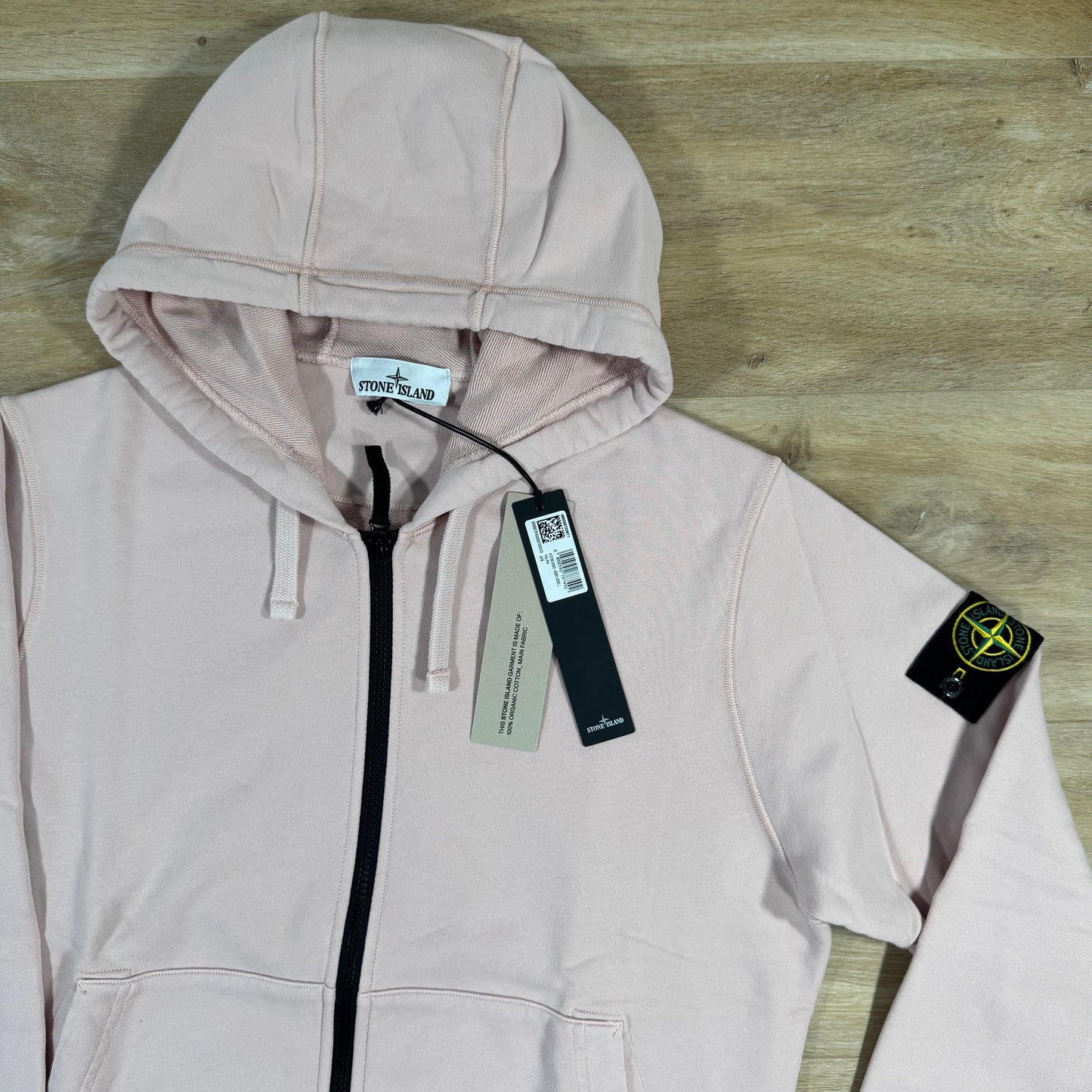 Stone Island Organic Cotton Fleece Zip Hoodie in Antique Rose