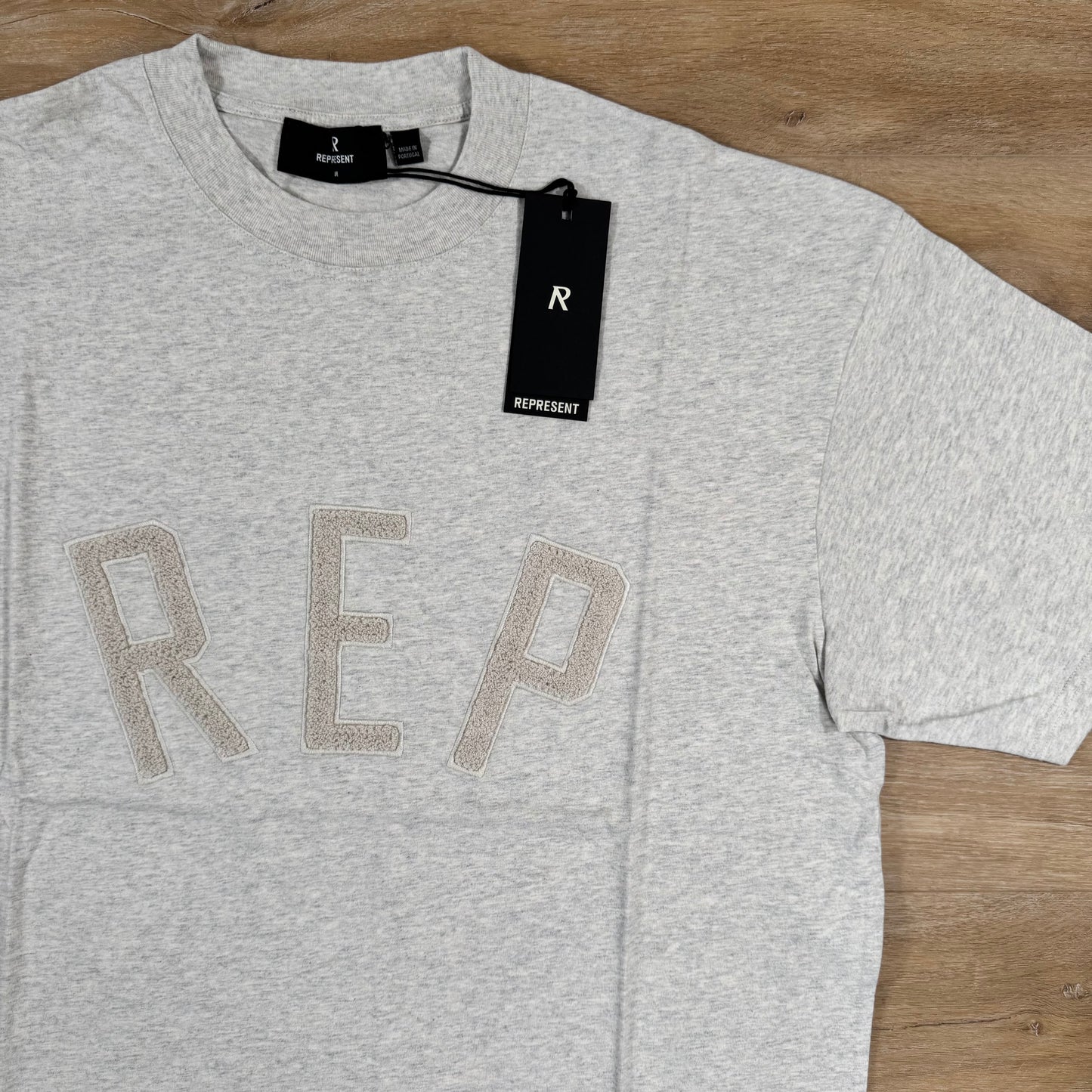 Represent Rep Applique T-Shirt in Cream Marl