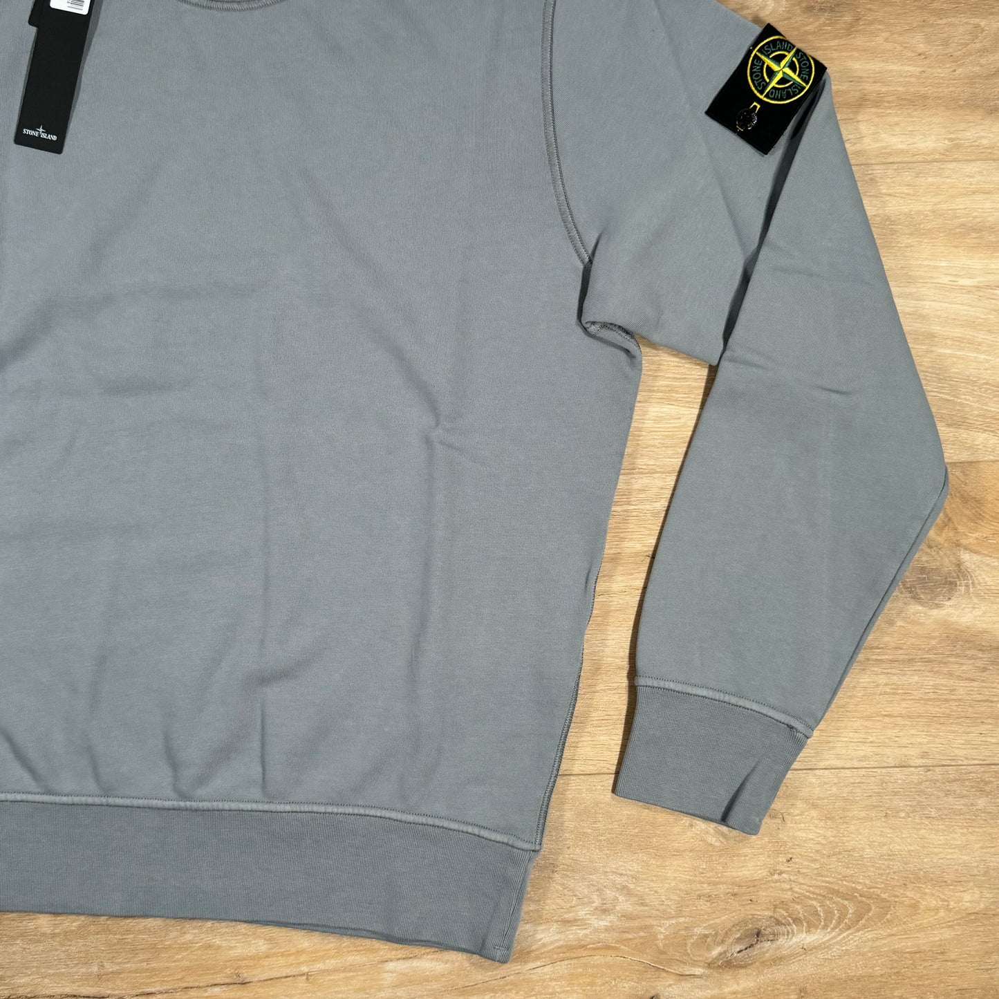 Stone Island Garment Dyed Crewneck Sweatshirt in Green Grey
